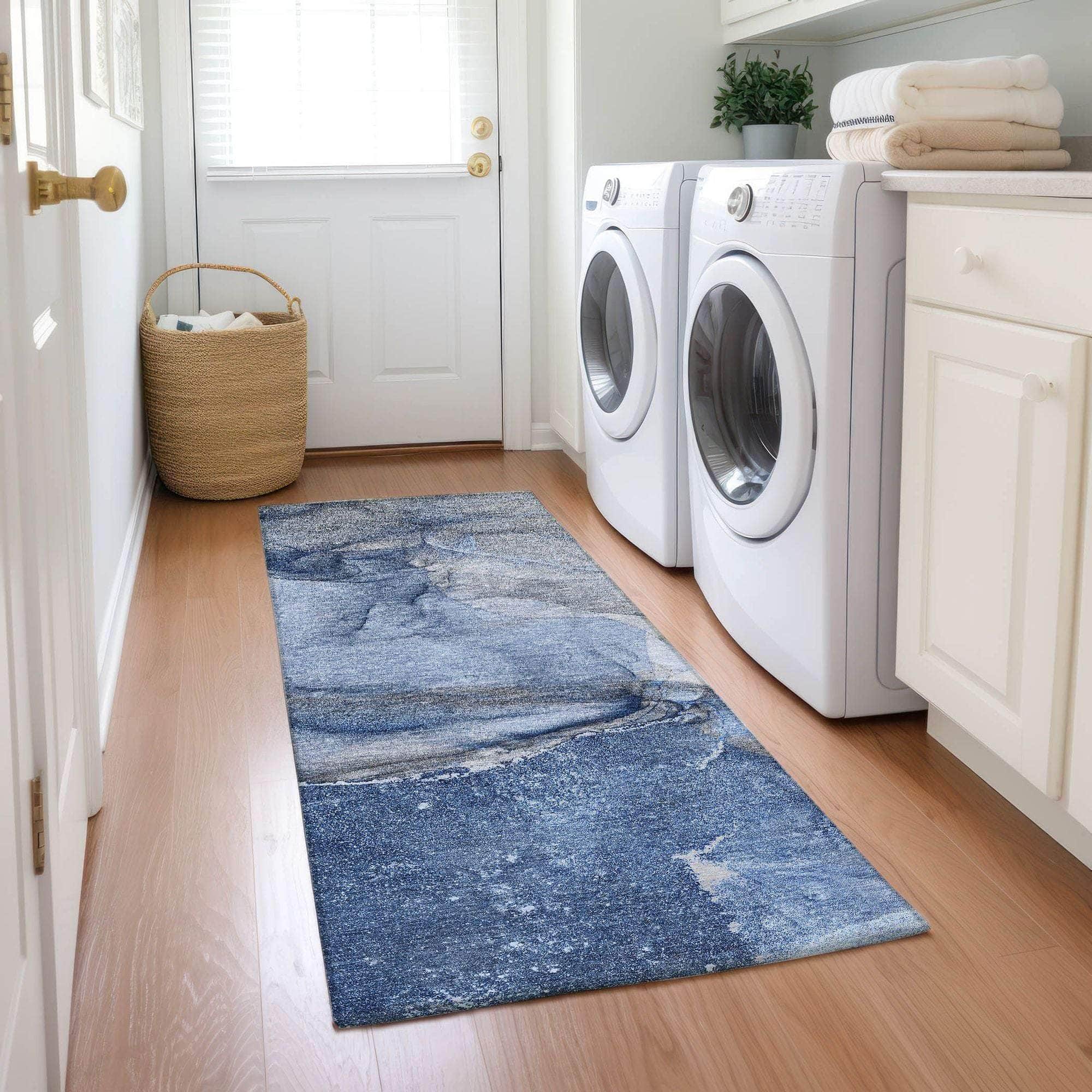 Machine Made ACN524 Navy Blue Rugs