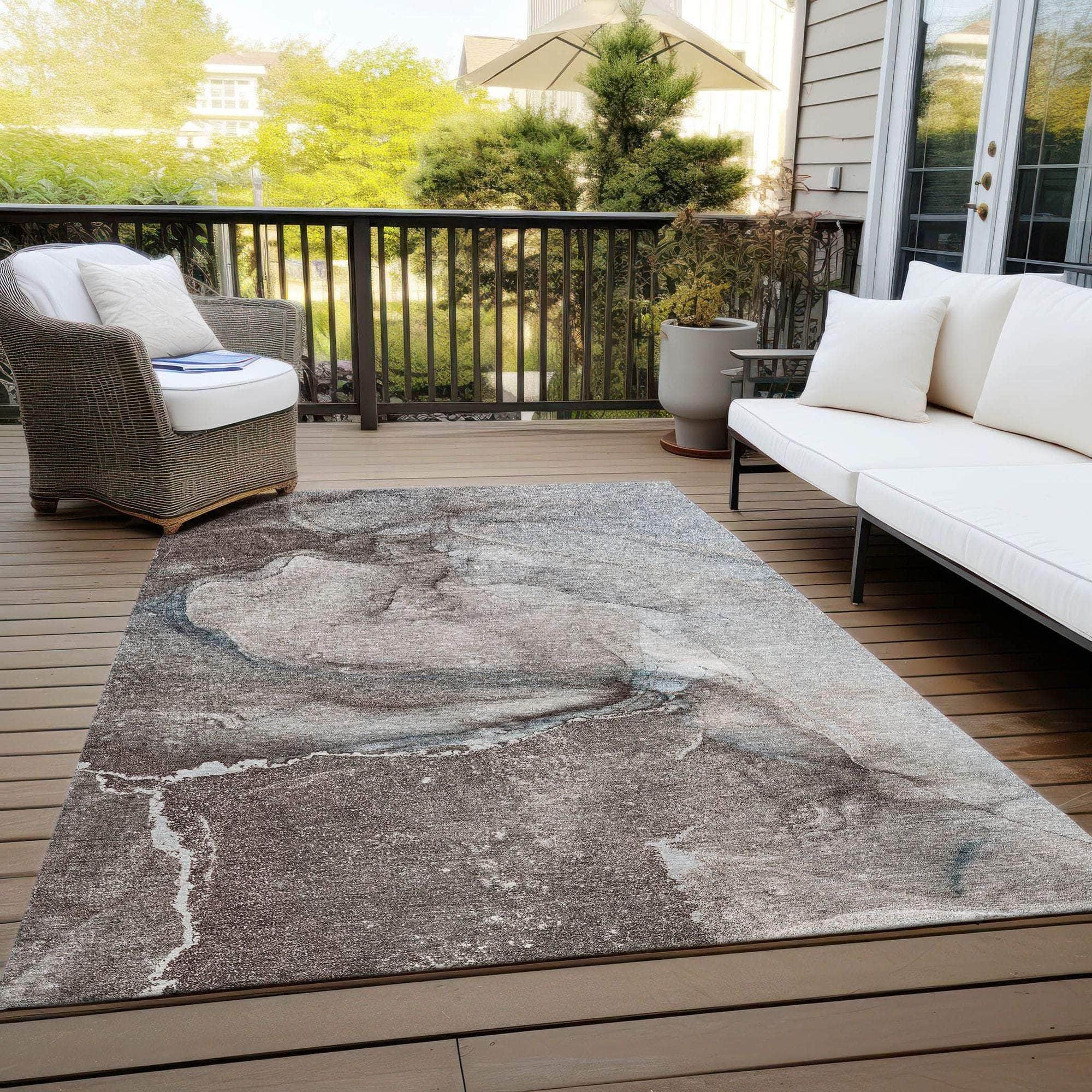 Machine Made ACN524 Taupe Brown Rugs