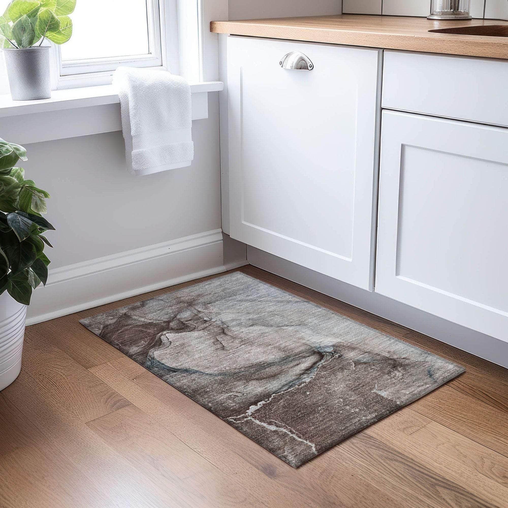 Machine Made ACN524 Taupe Brown Rugs