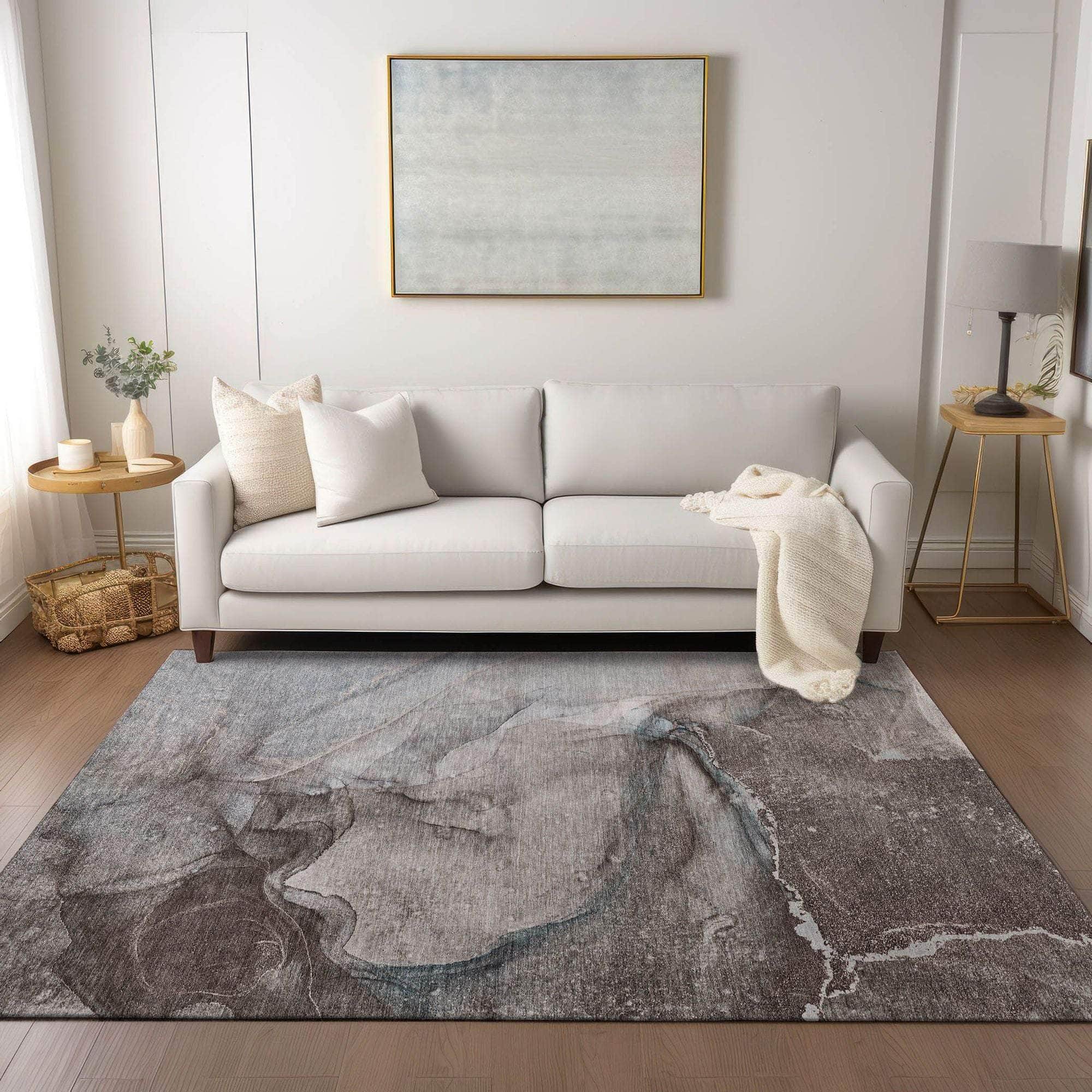 Machine Made ACN524 Taupe Brown Rugs
