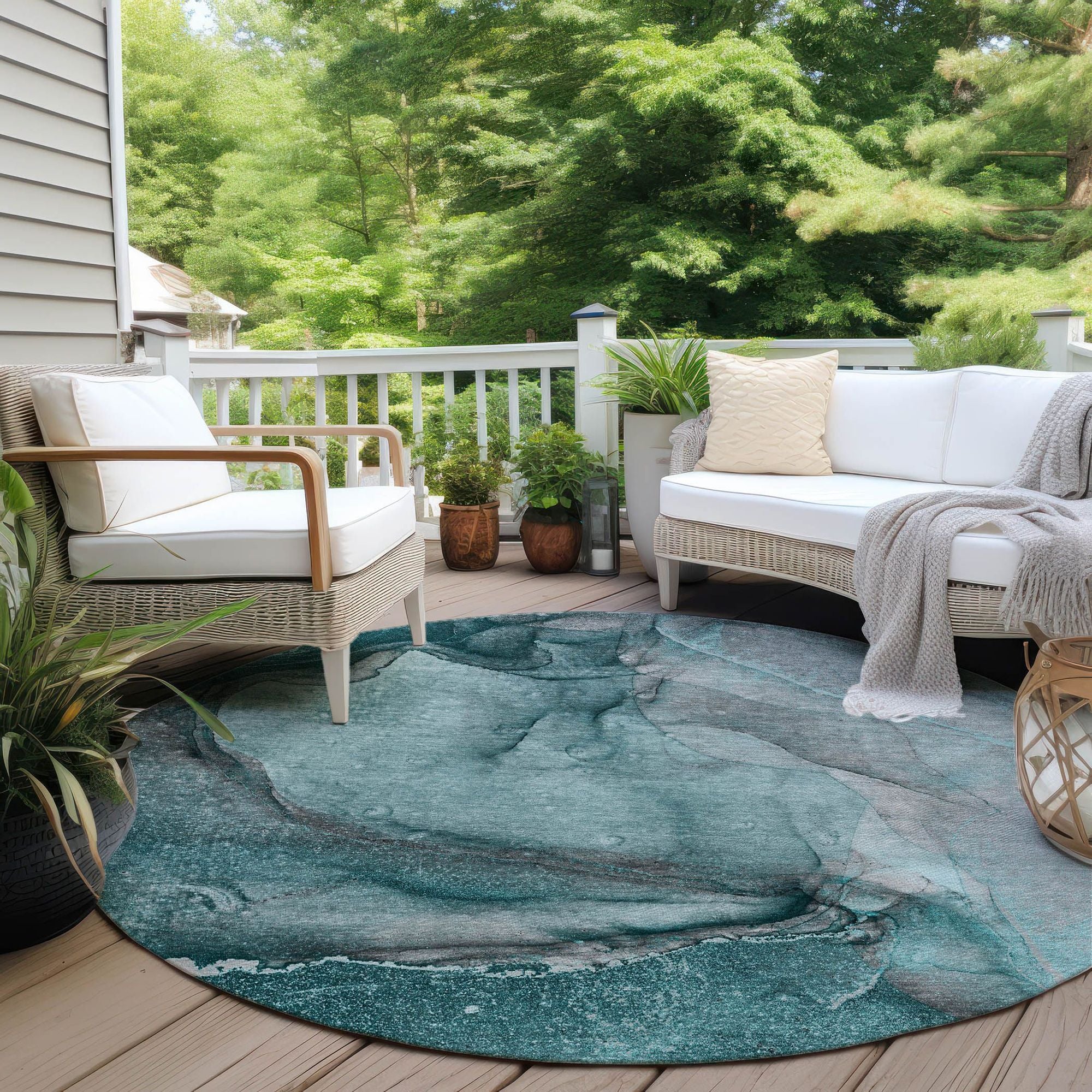 Machine Made ACN524 Teal Rugs