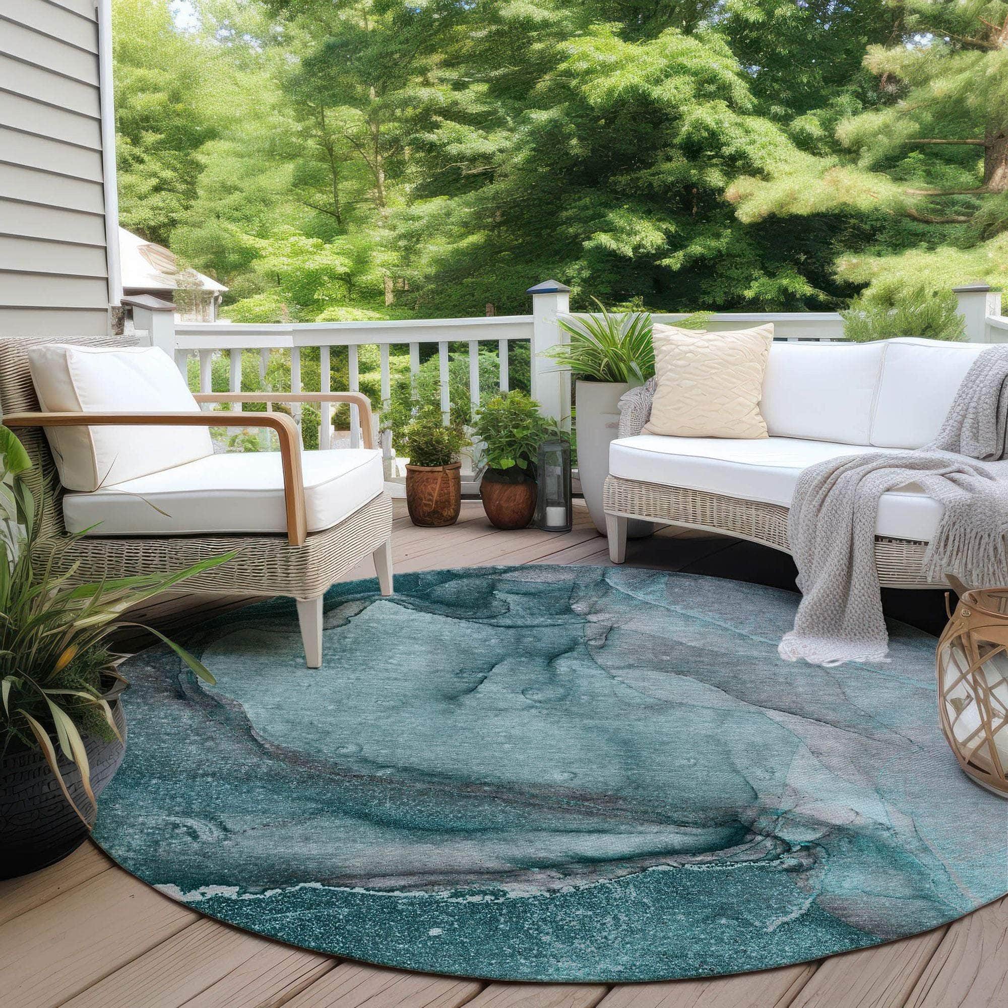 Machine Made ACN524 Teal Rugs