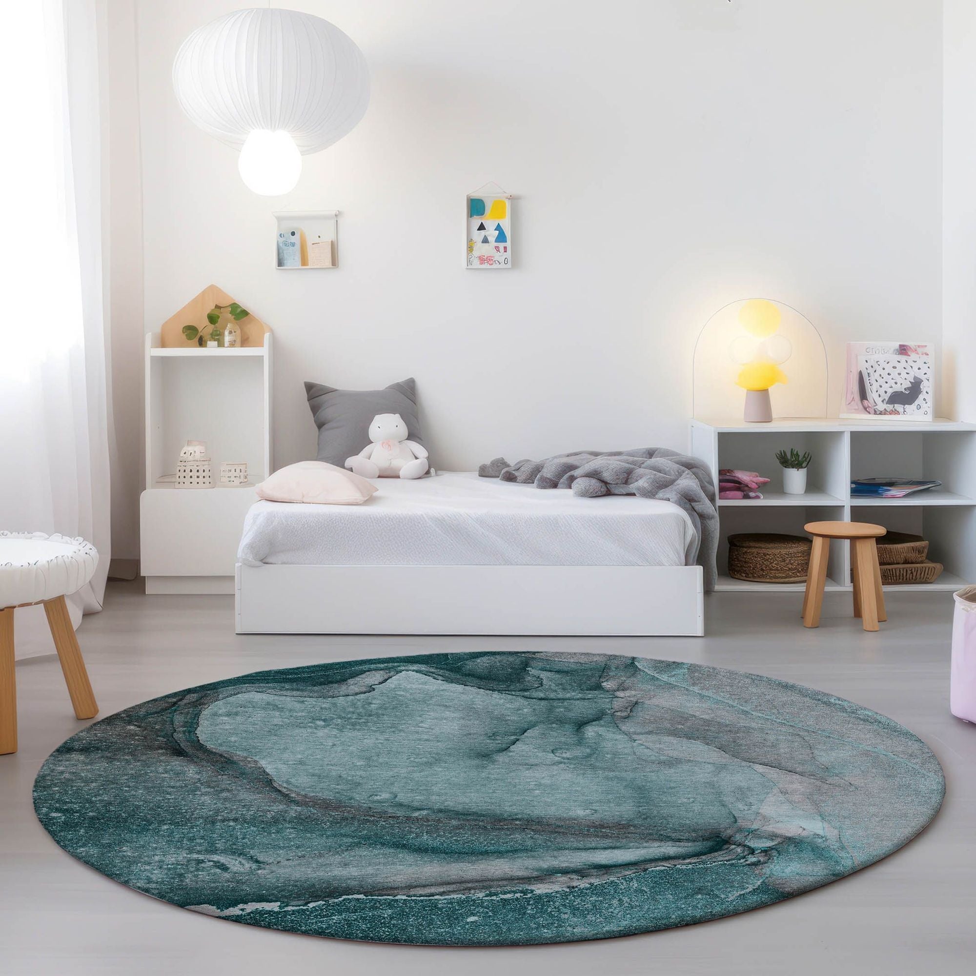 Machine Made ACN524 Teal Rugs