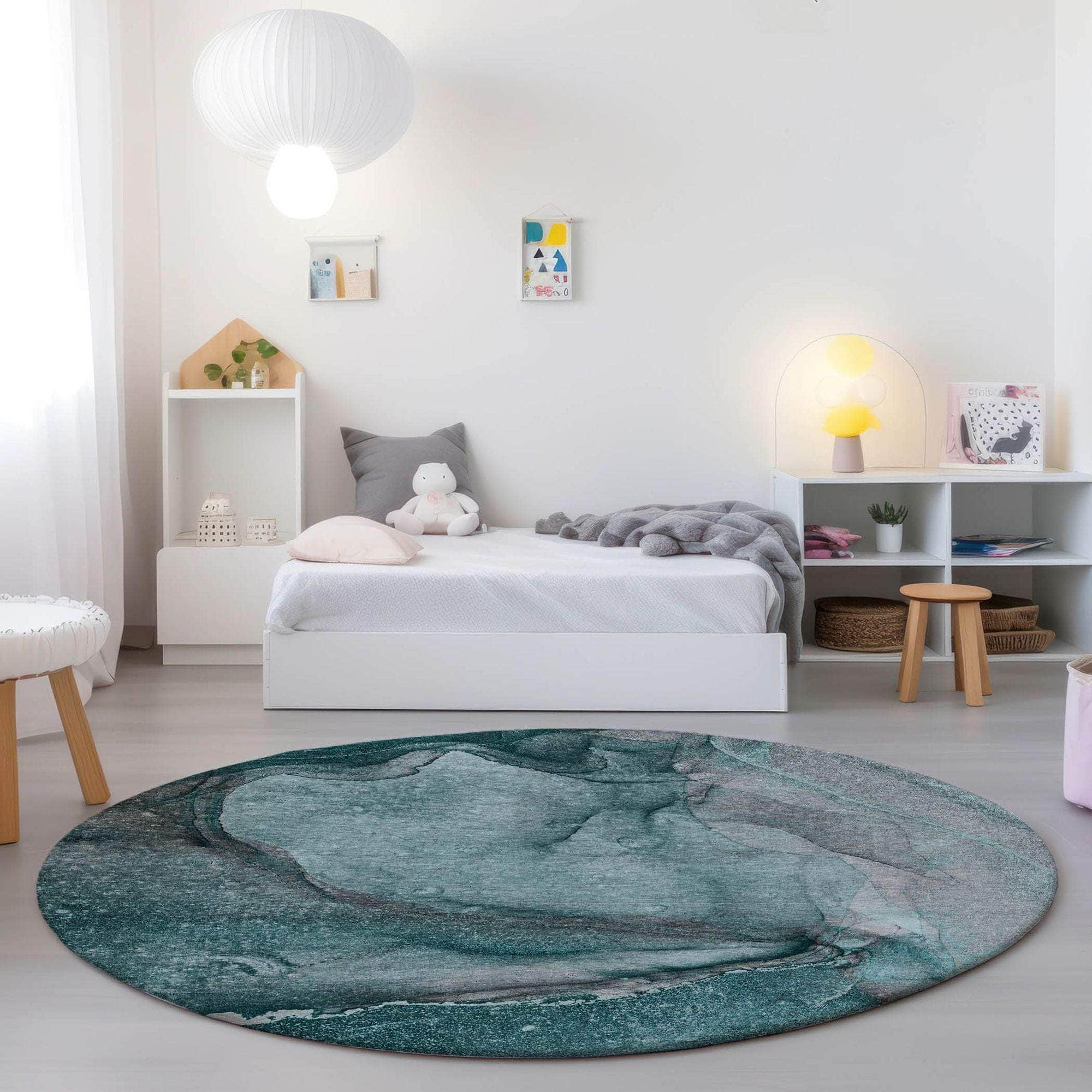 Machine Made ACN524 Teal Rugs