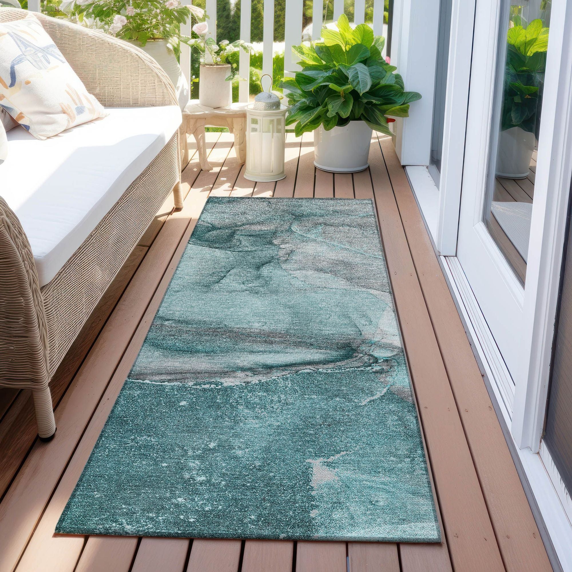Machine Made ACN524 Teal Rugs