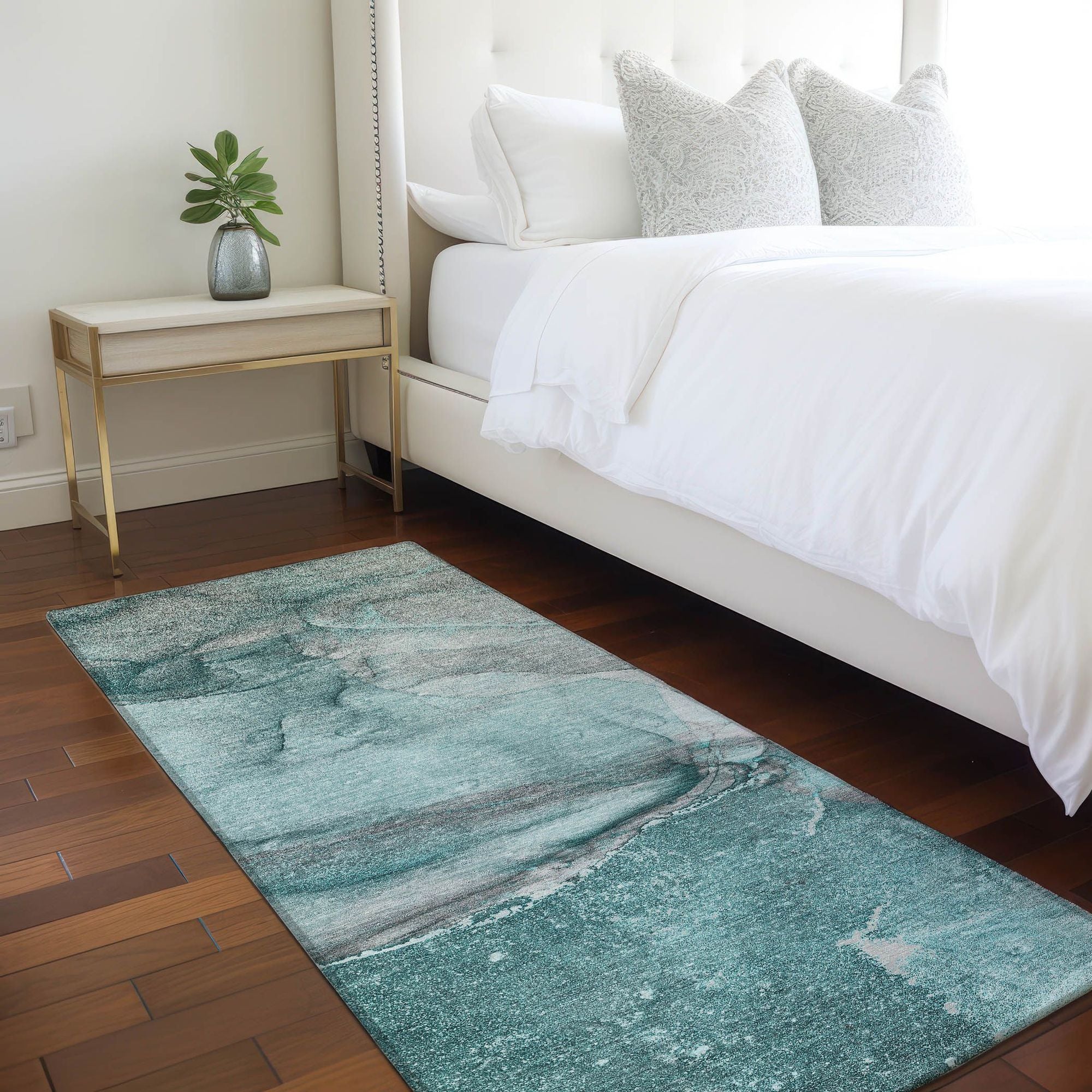 Machine Made ACN524 Teal Rugs
