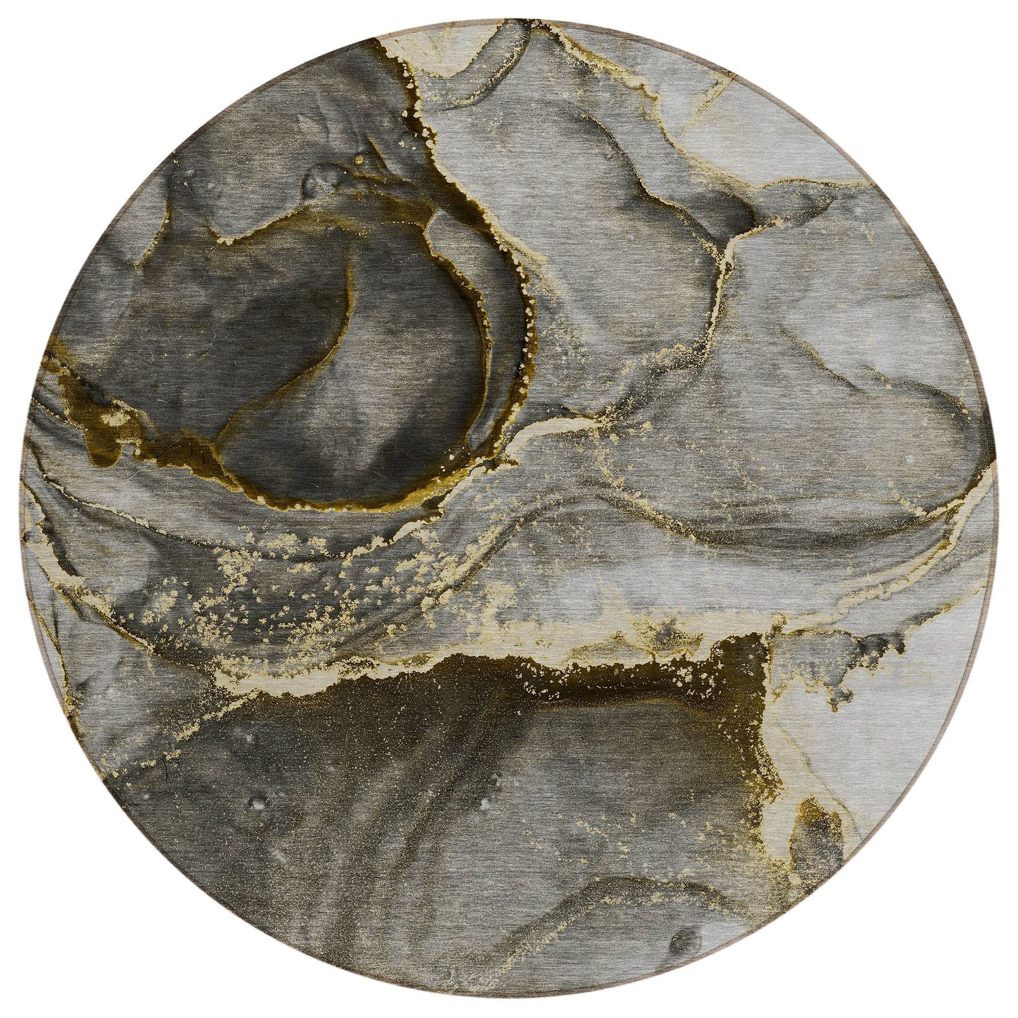 Machine Washable Gold Rug - Indoor / Outdoor - Kids / Pet Friendly Watercolors Print Rug