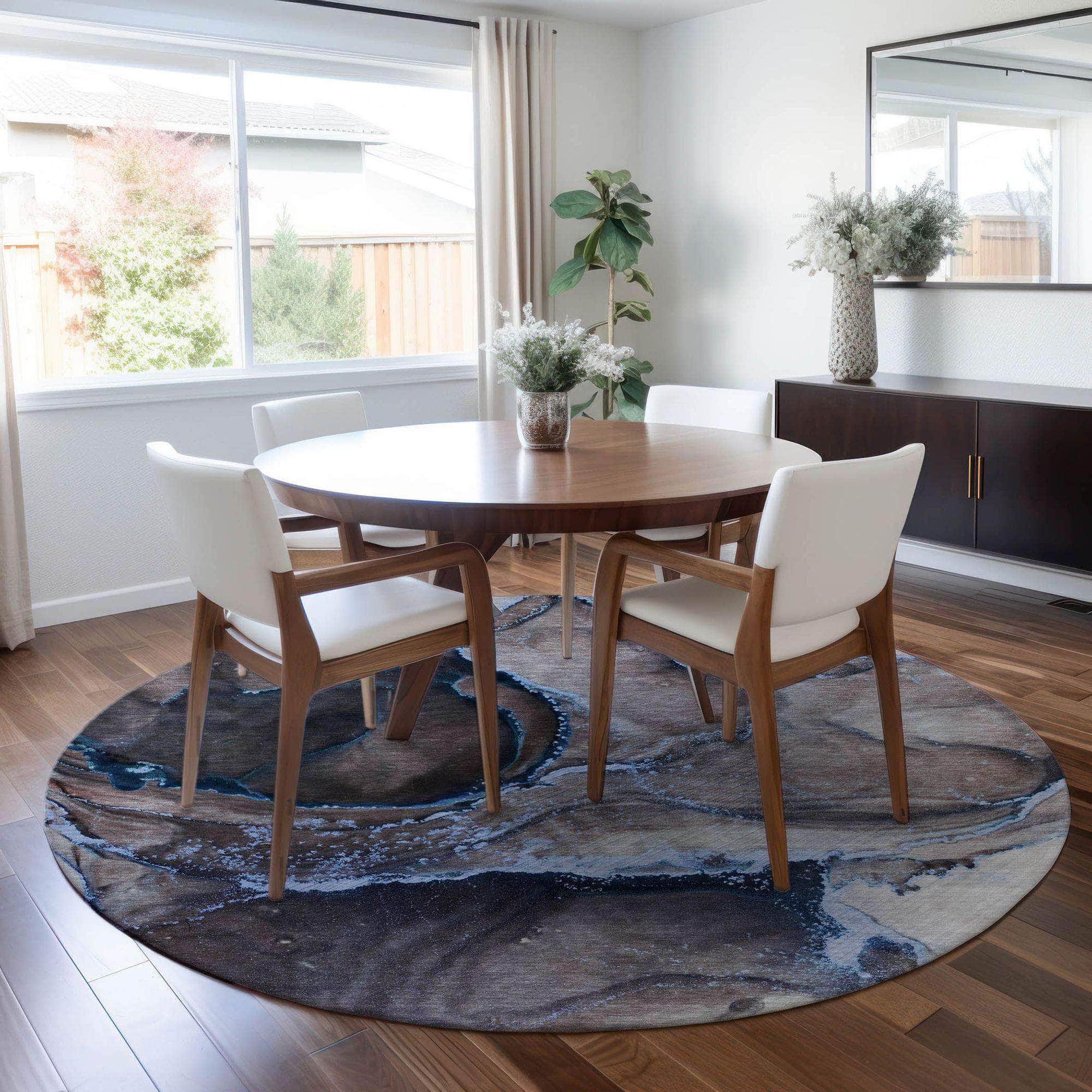 Machine Made ACN525 Navy Blue Rugs
