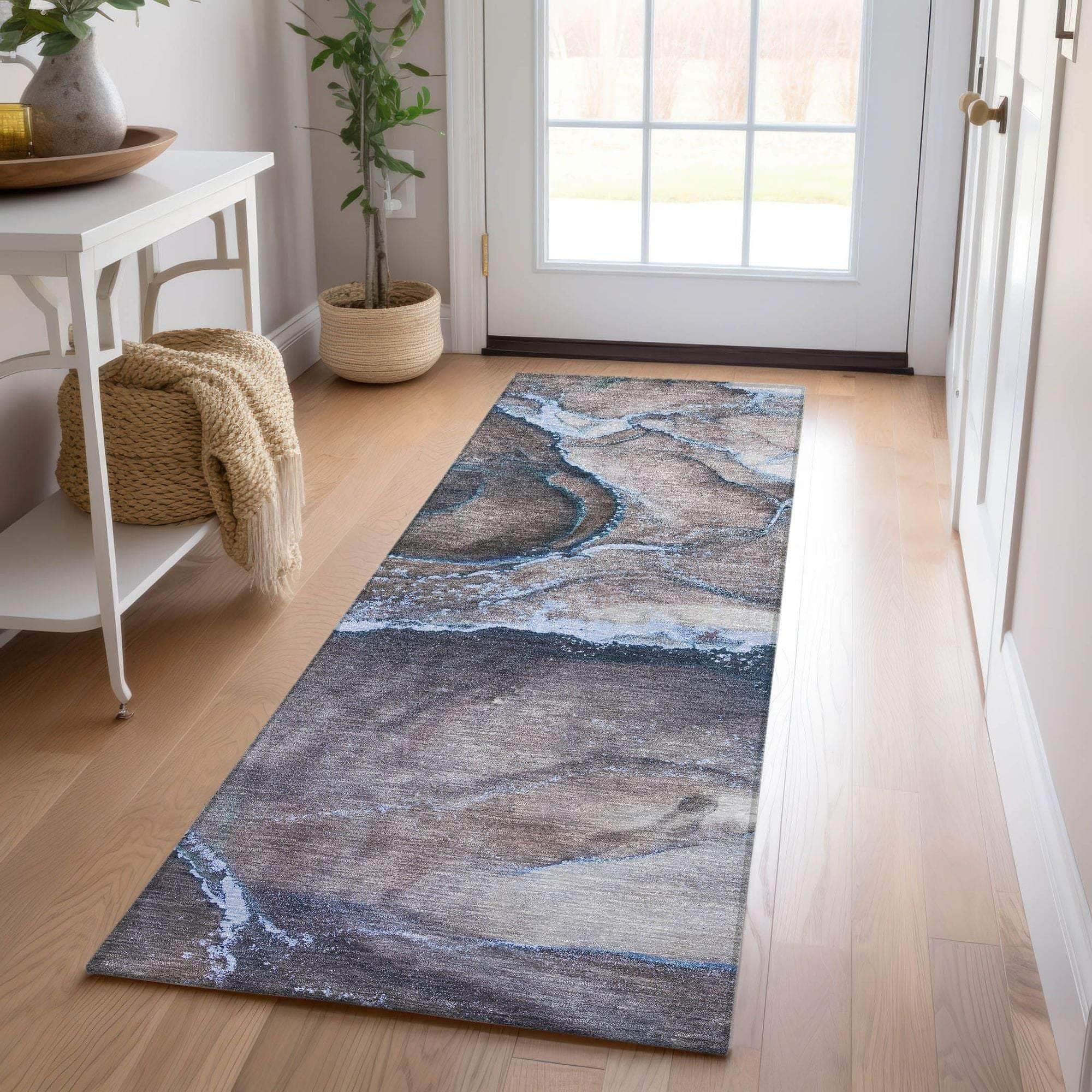 Machine Made ACN525 Navy Blue Rugs