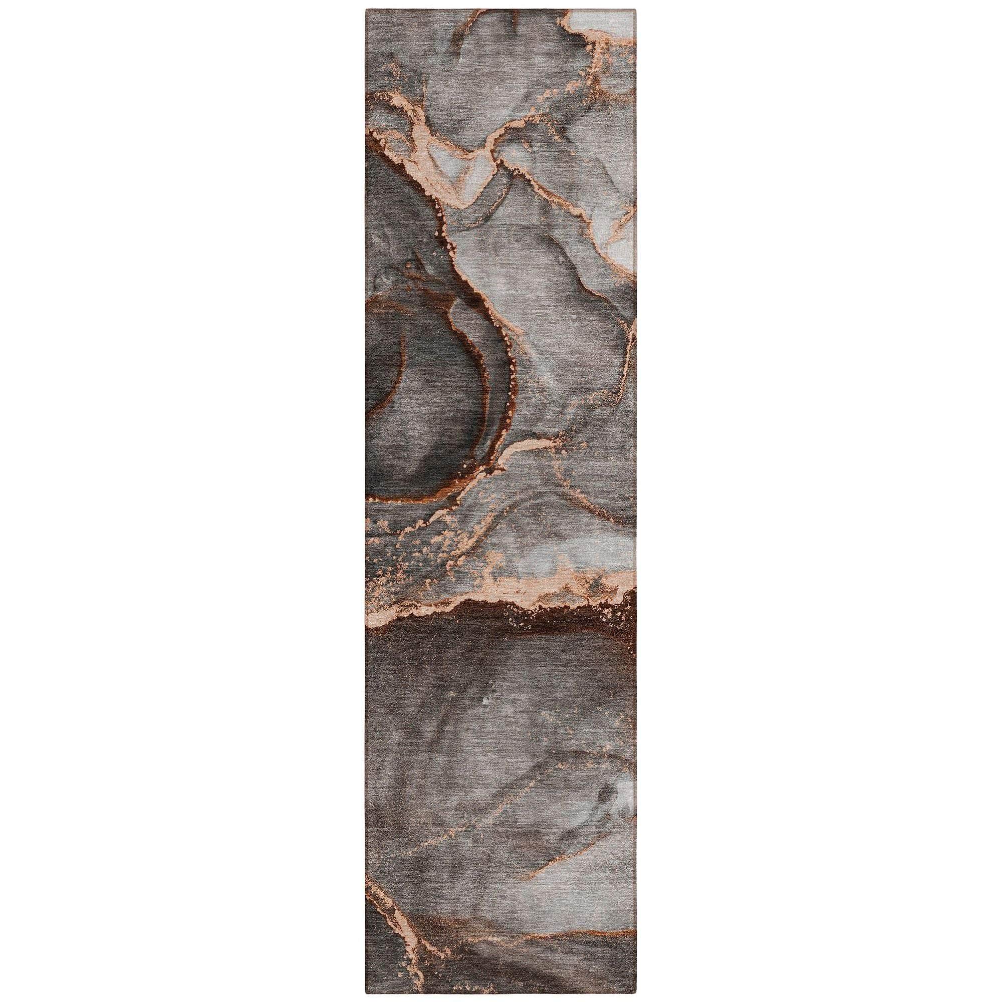 Machine Washable Peach Orange Rug - Indoor / Outdoor - Kids / Pet Friendly Watercolors Print Rug