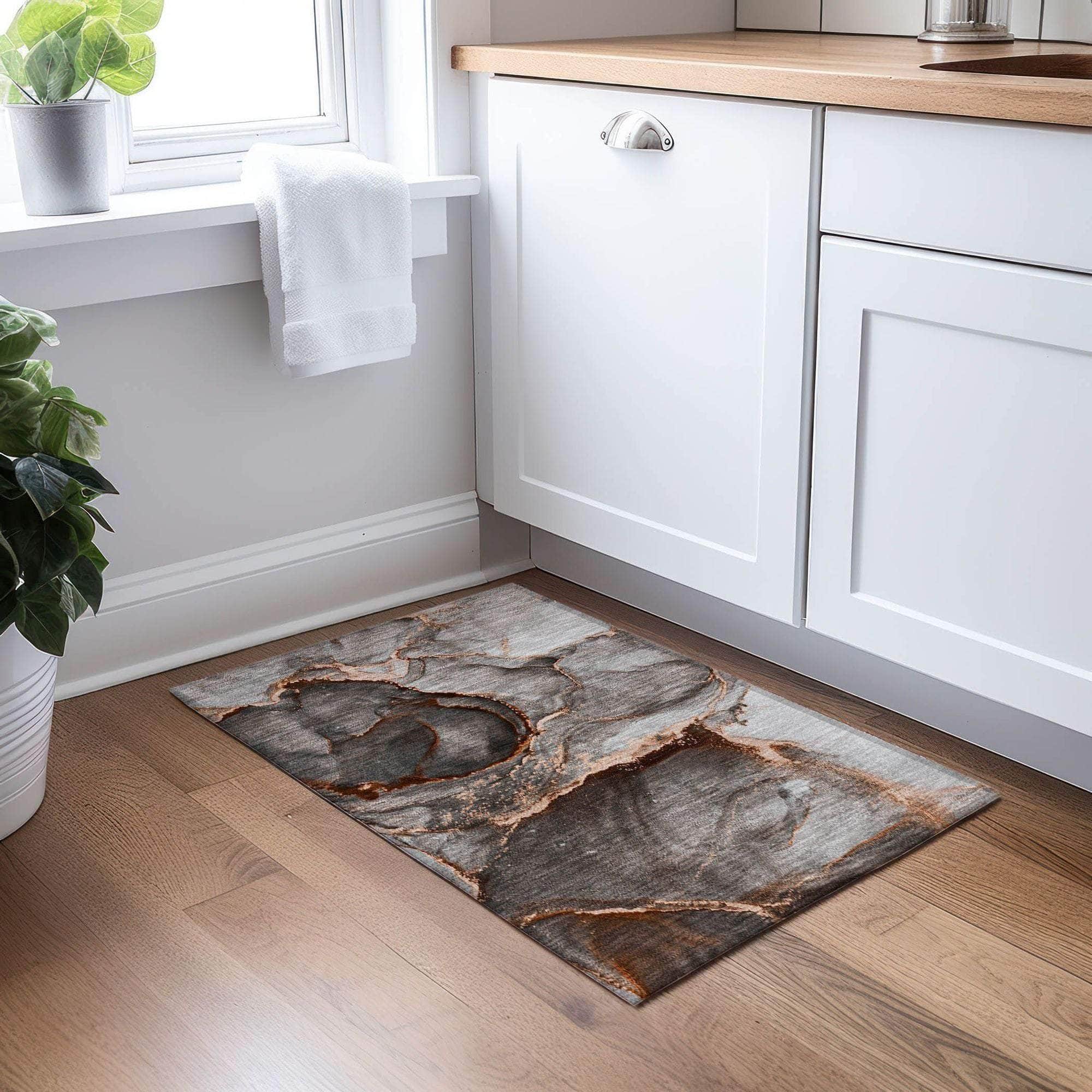 Machine Made ACN525 Peach Orange Rugs