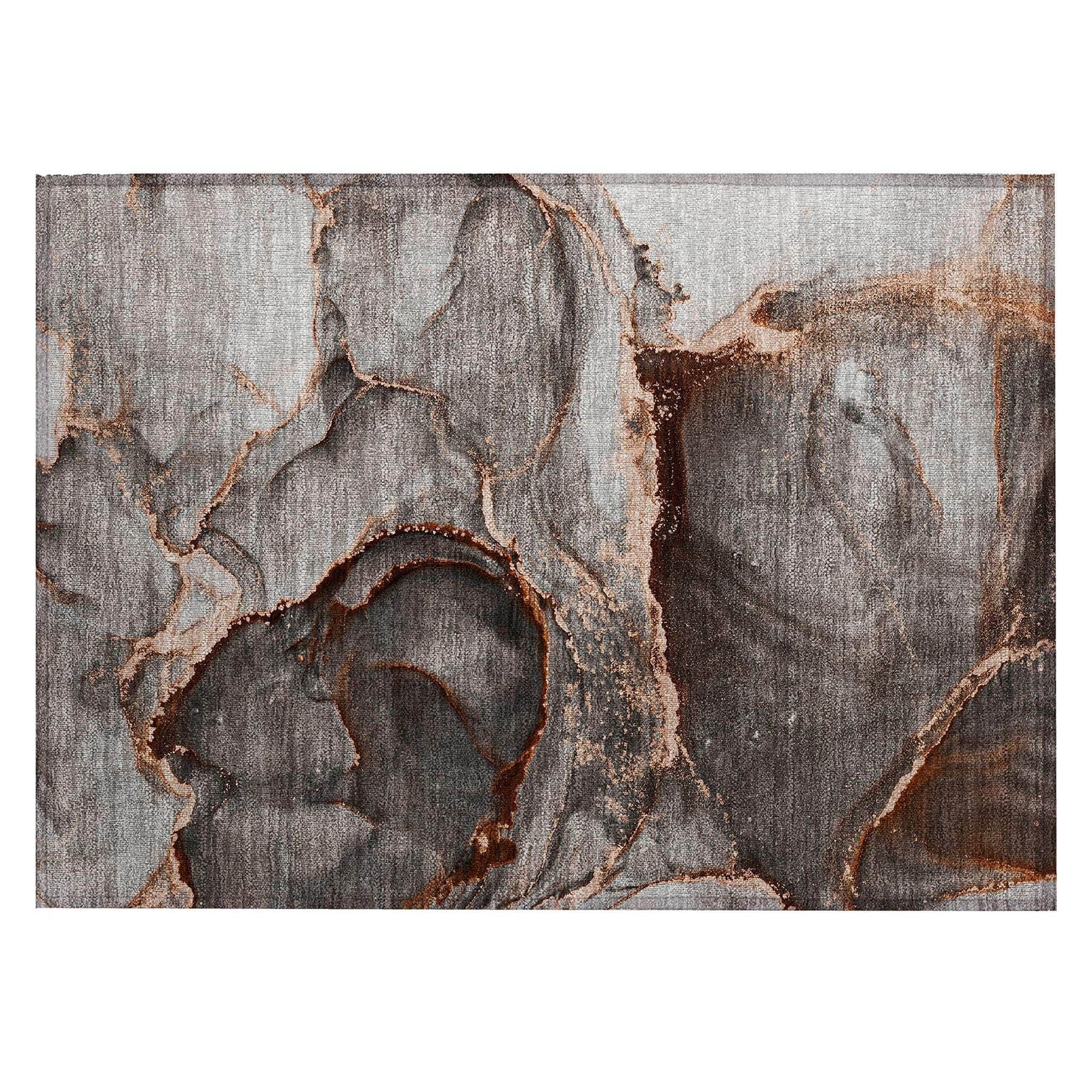 Machine Washable Peach Orange Rug - Indoor / Outdoor - Kids / Pet Friendly Watercolors Print Rug