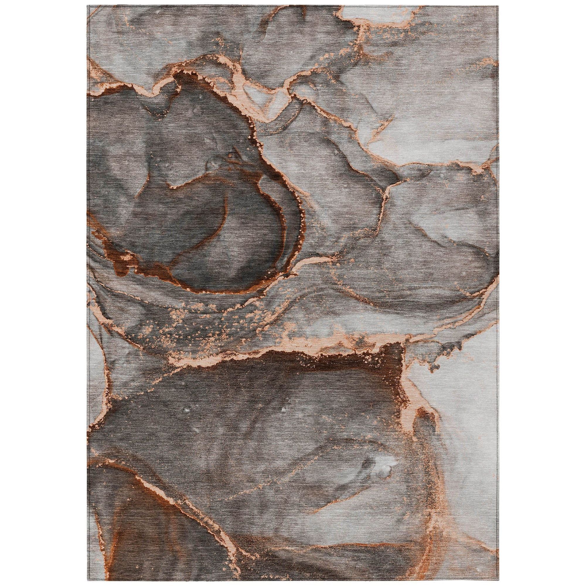 Machine Washable Peach Orange Rug - Indoor / Outdoor - Kids / Pet Friendly Watercolors Print Rug
