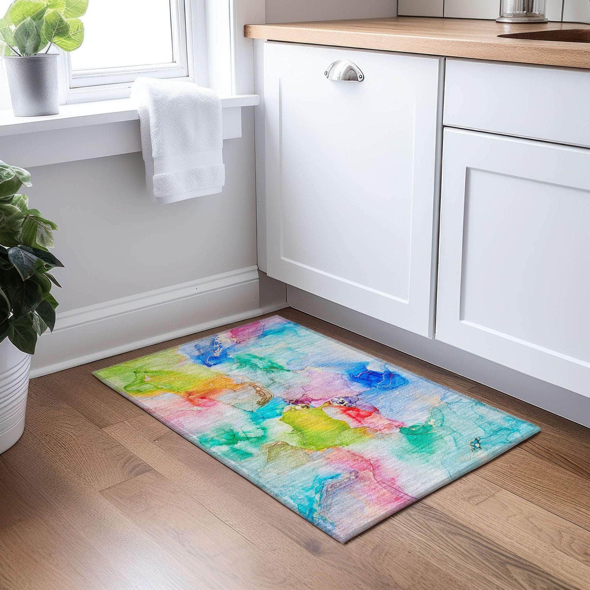 Machine Made ACN526 Blue Rugs