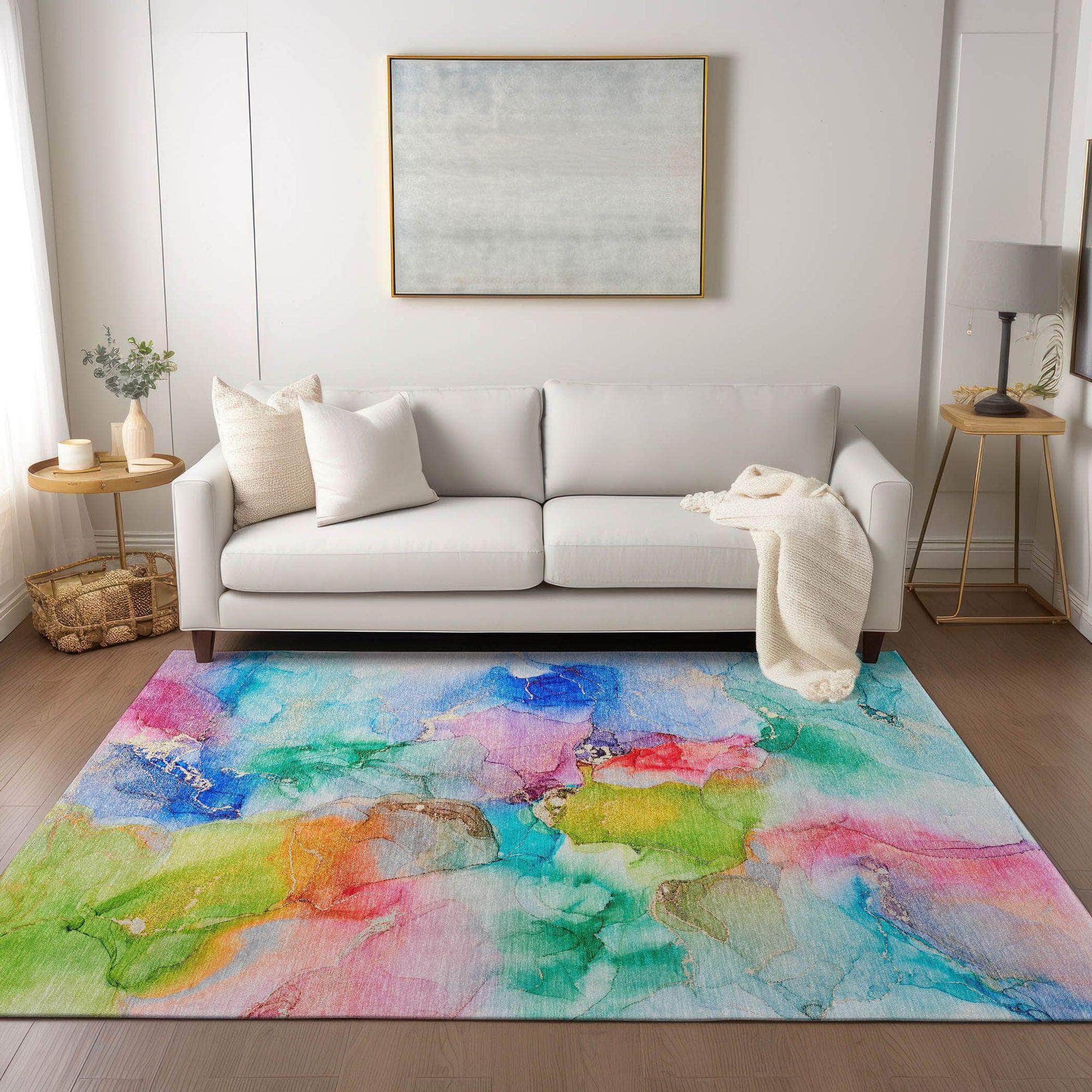 Machine Made ACN526 Blue Rugs