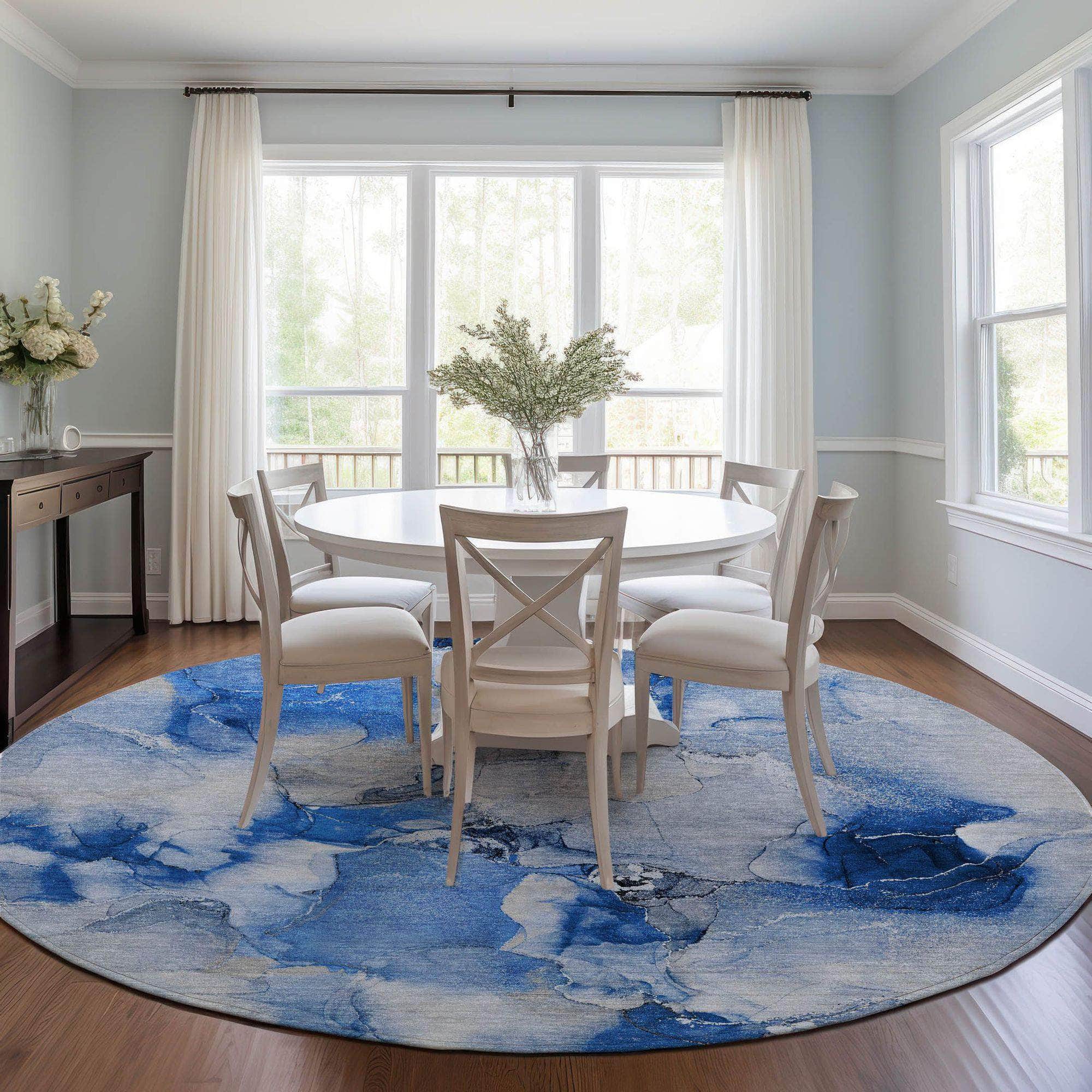 Machine Made ACN526 Navy Blue Rugs