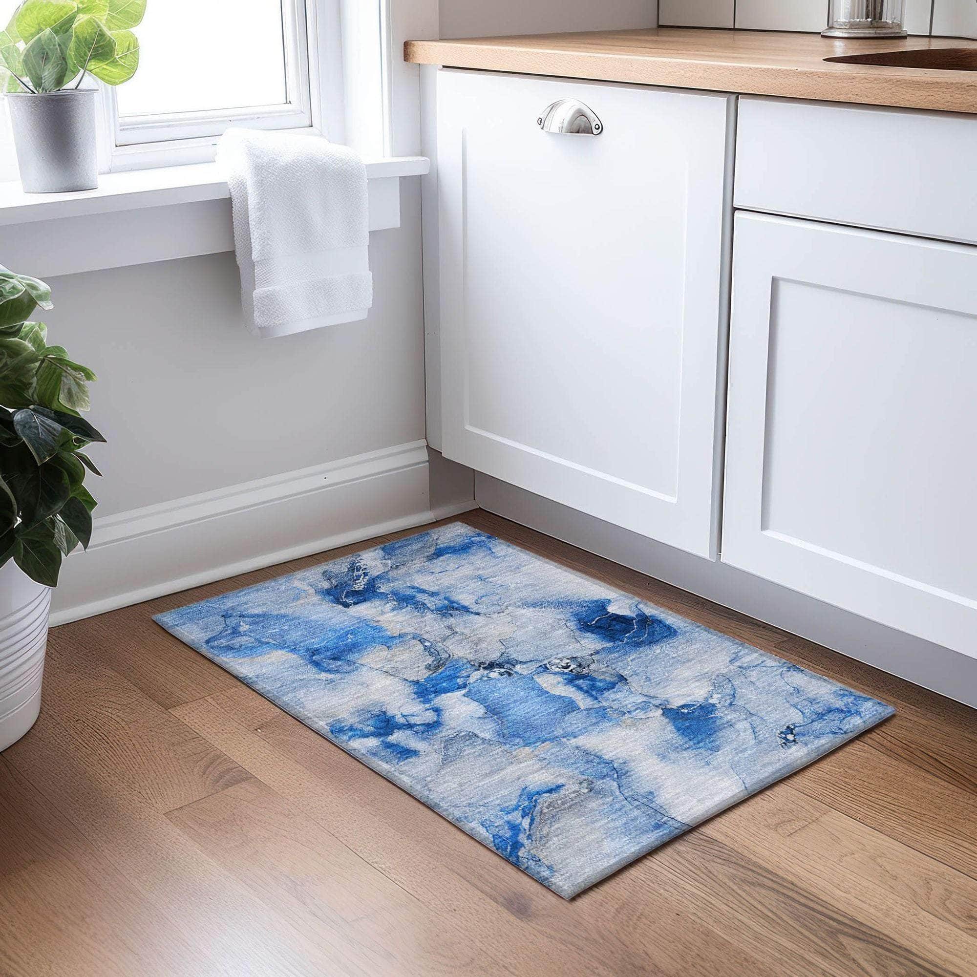Machine Made ACN526 Navy Blue Rugs