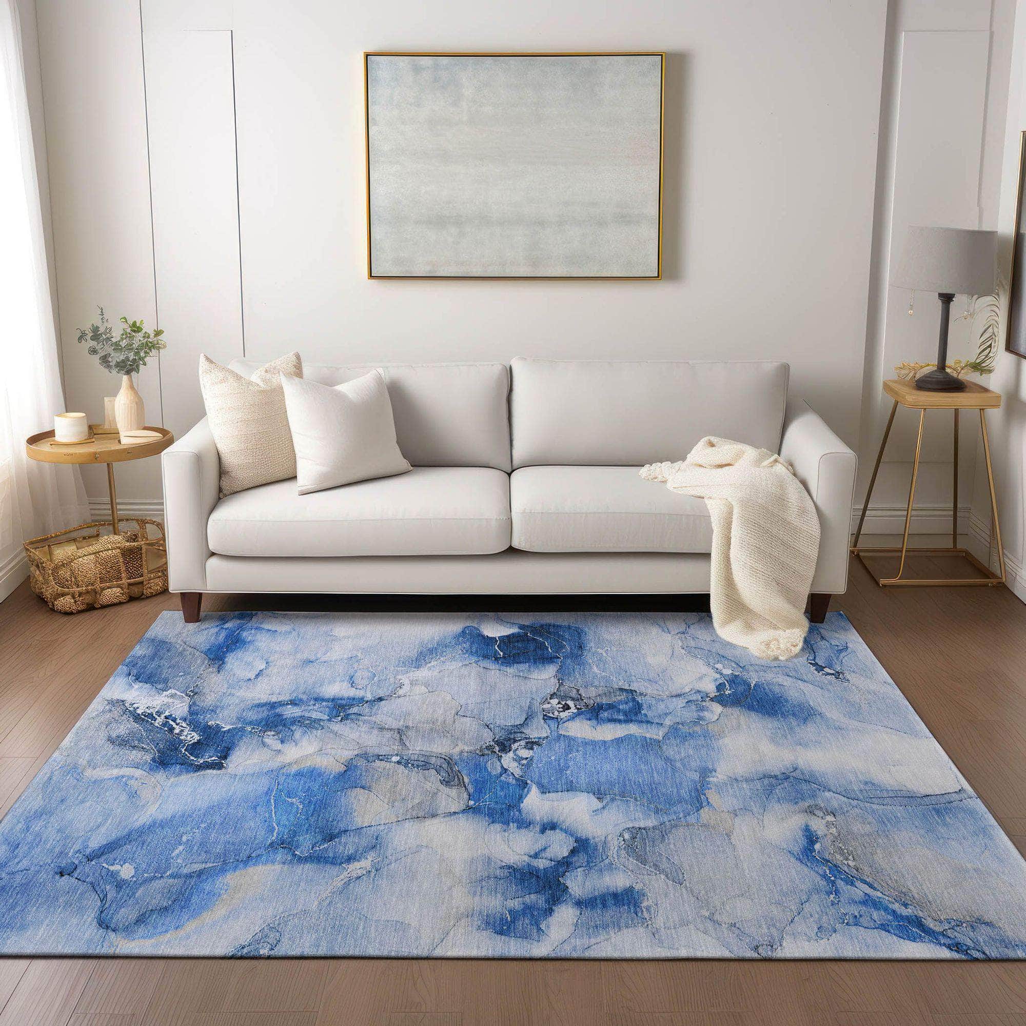 Machine Made ACN526 Navy Blue Rugs