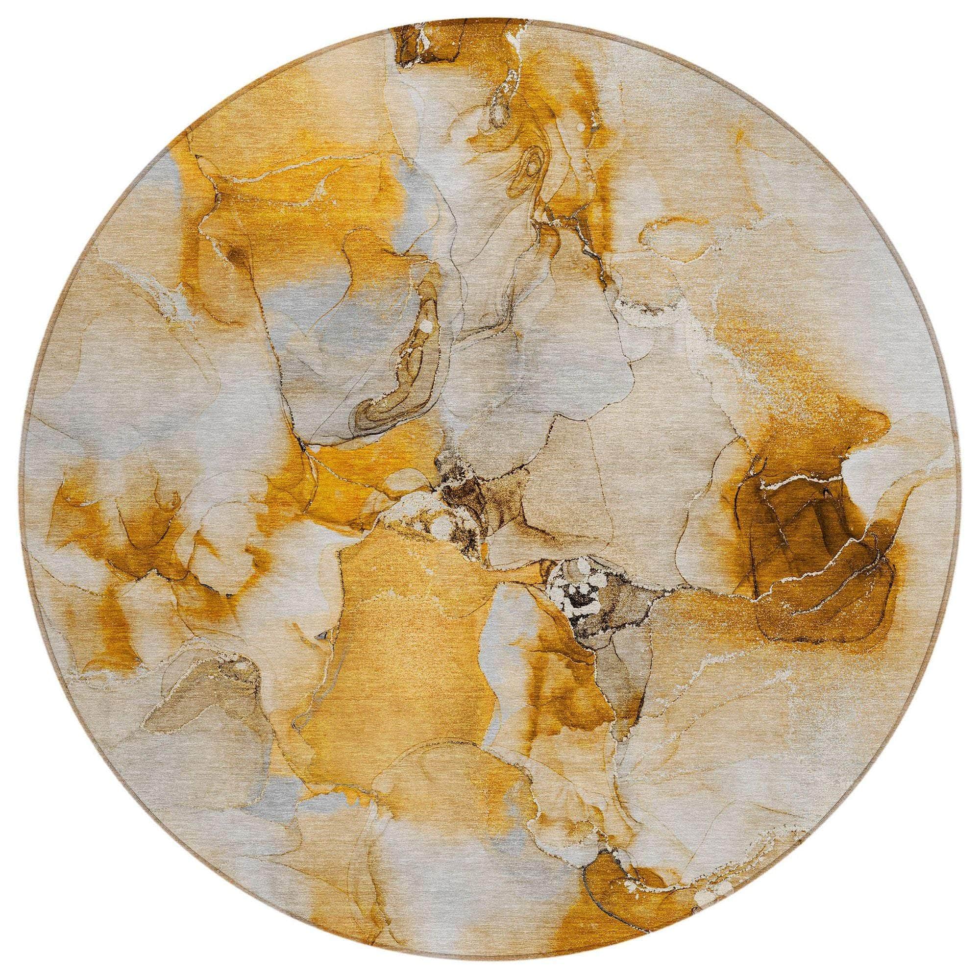 Machine Washable Orange Rug - Indoor / Outdoor - Kids / Pet Friendly Watercolors Print Rug