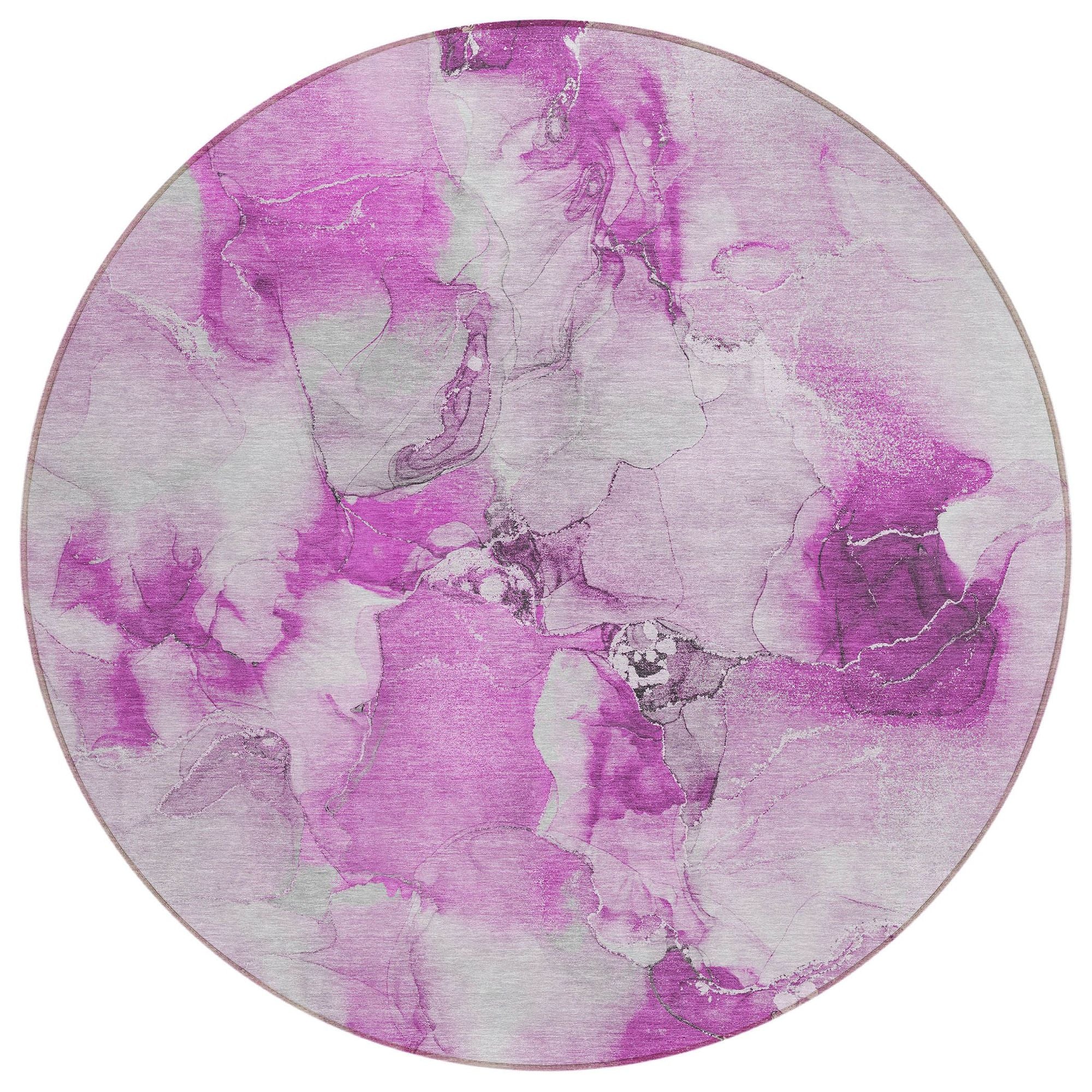 Machine Washable Pink Rug - Indoor / Outdoor - Kids / Pet Friendly Watercolors Print Rug