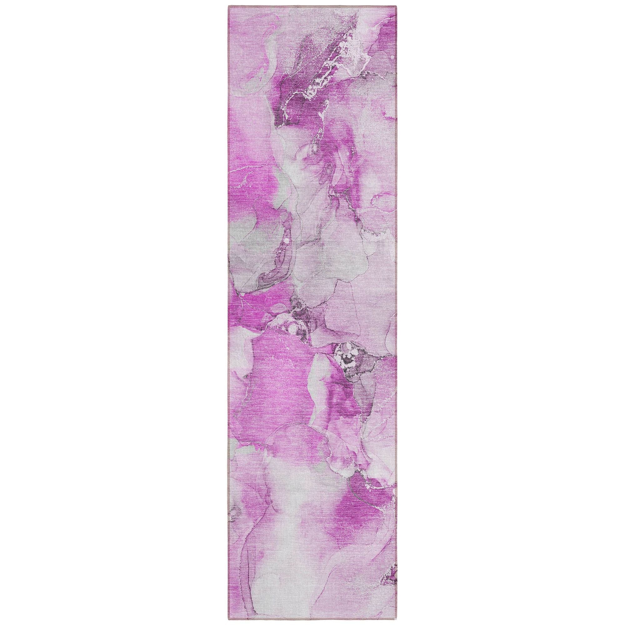 Machine Washable Pink Rug - Indoor / Outdoor - Kids / Pet Friendly Watercolors Print Rug