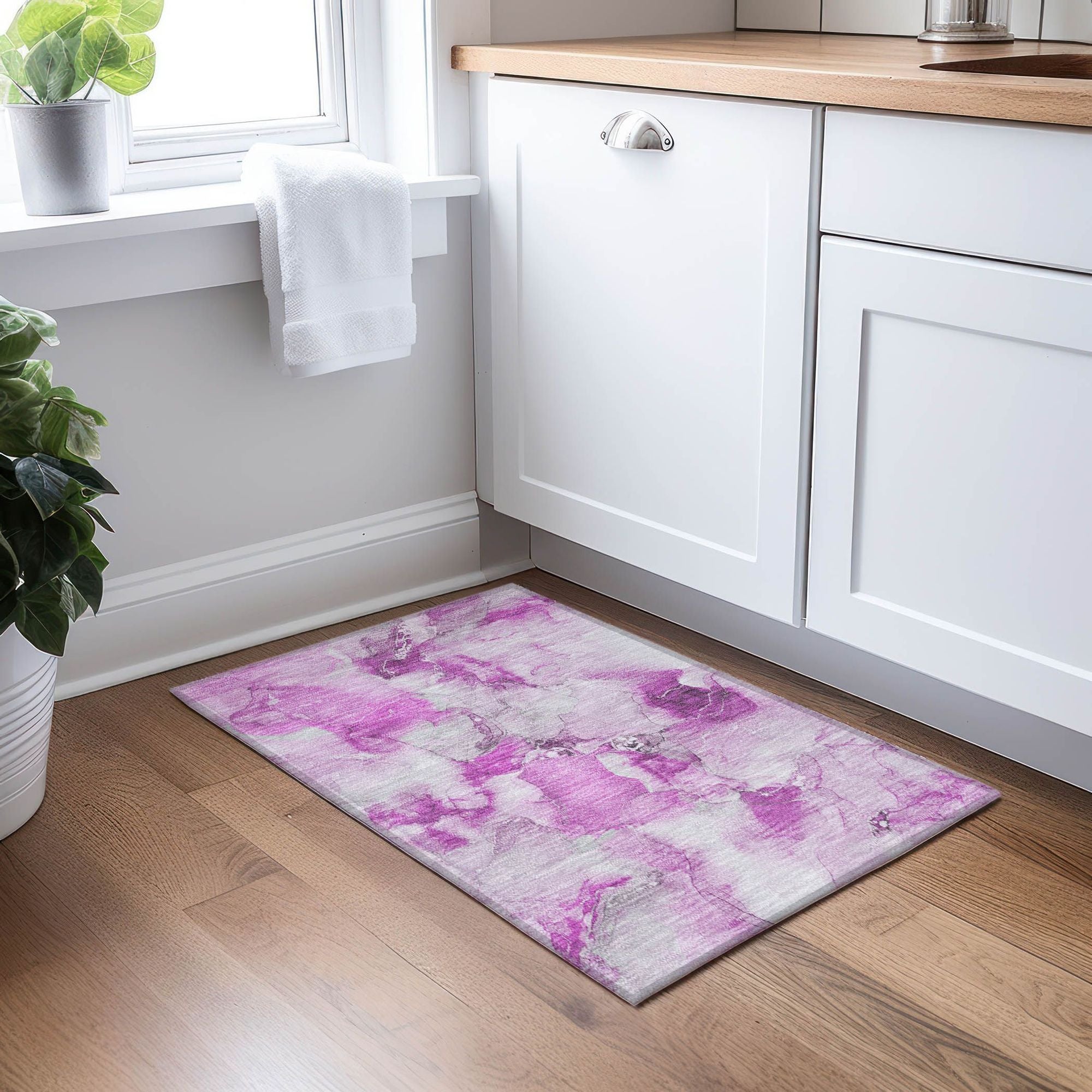 Machine Made ACN526 Pink Rugs