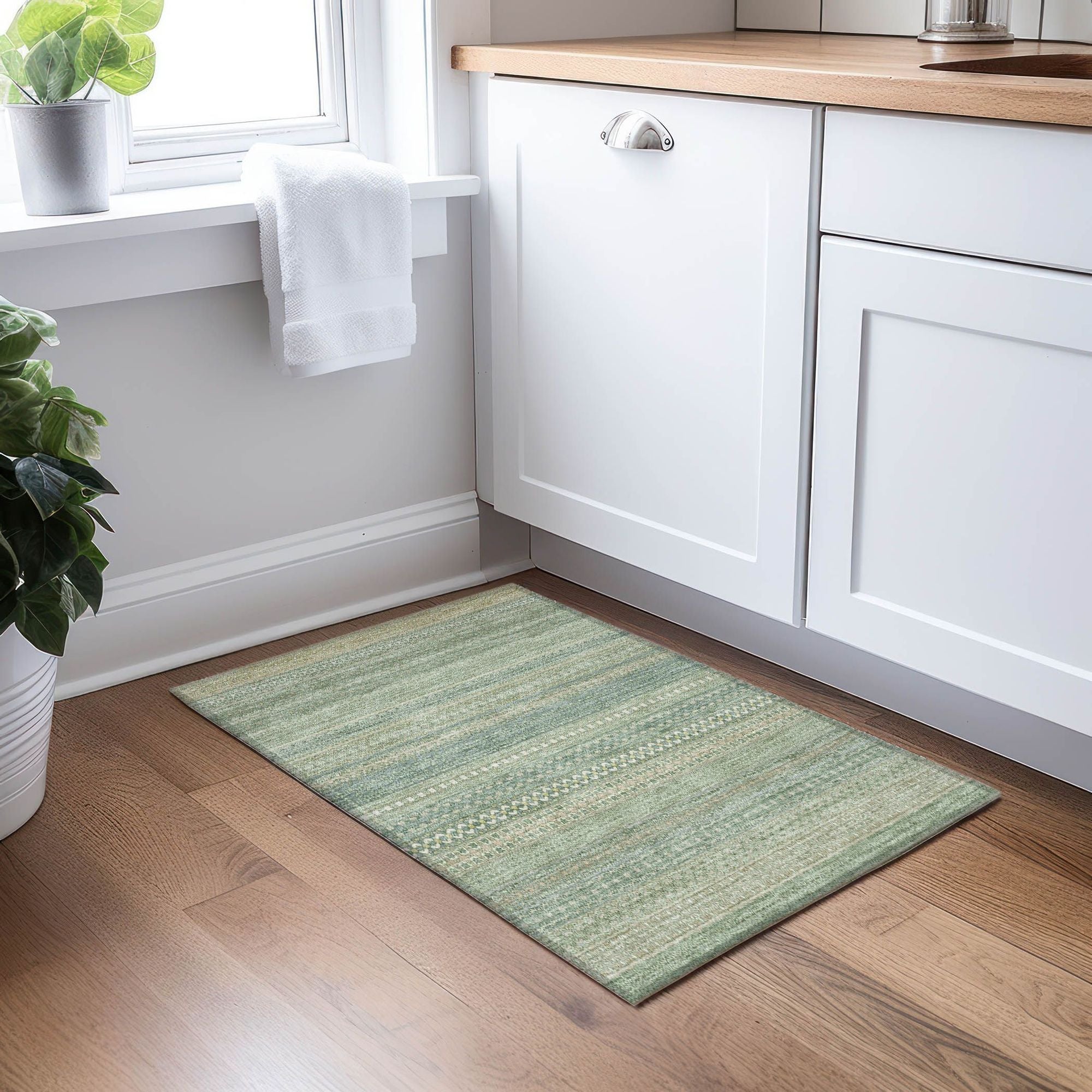 Machine Made ACN527 Aloe Green Rugs