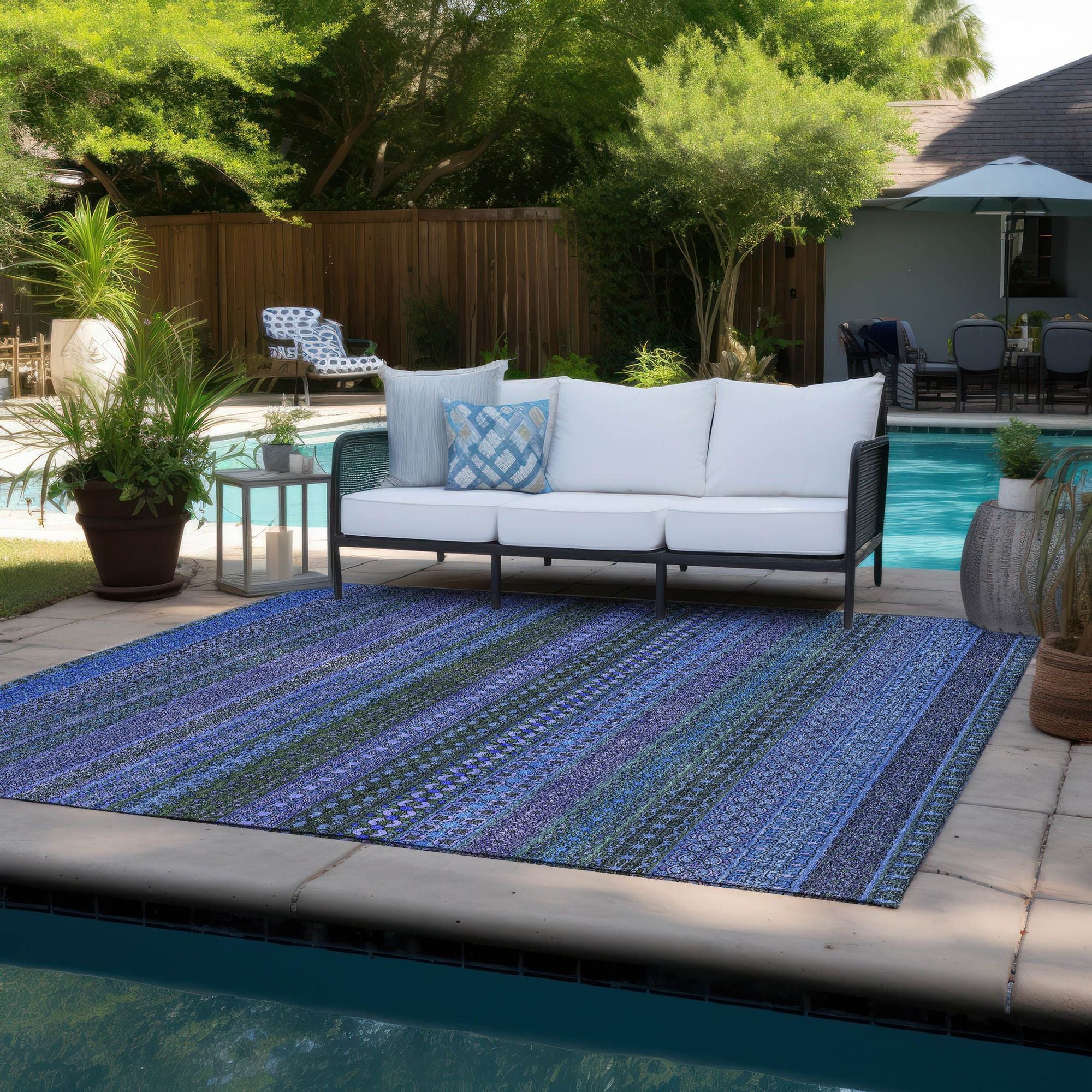 Machine Made ACN527 Blue Rugs
