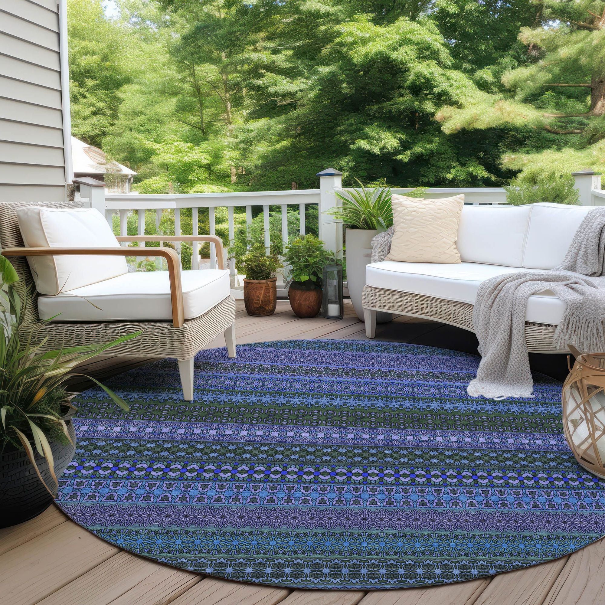 Machine Made ACN527 Blue Rugs