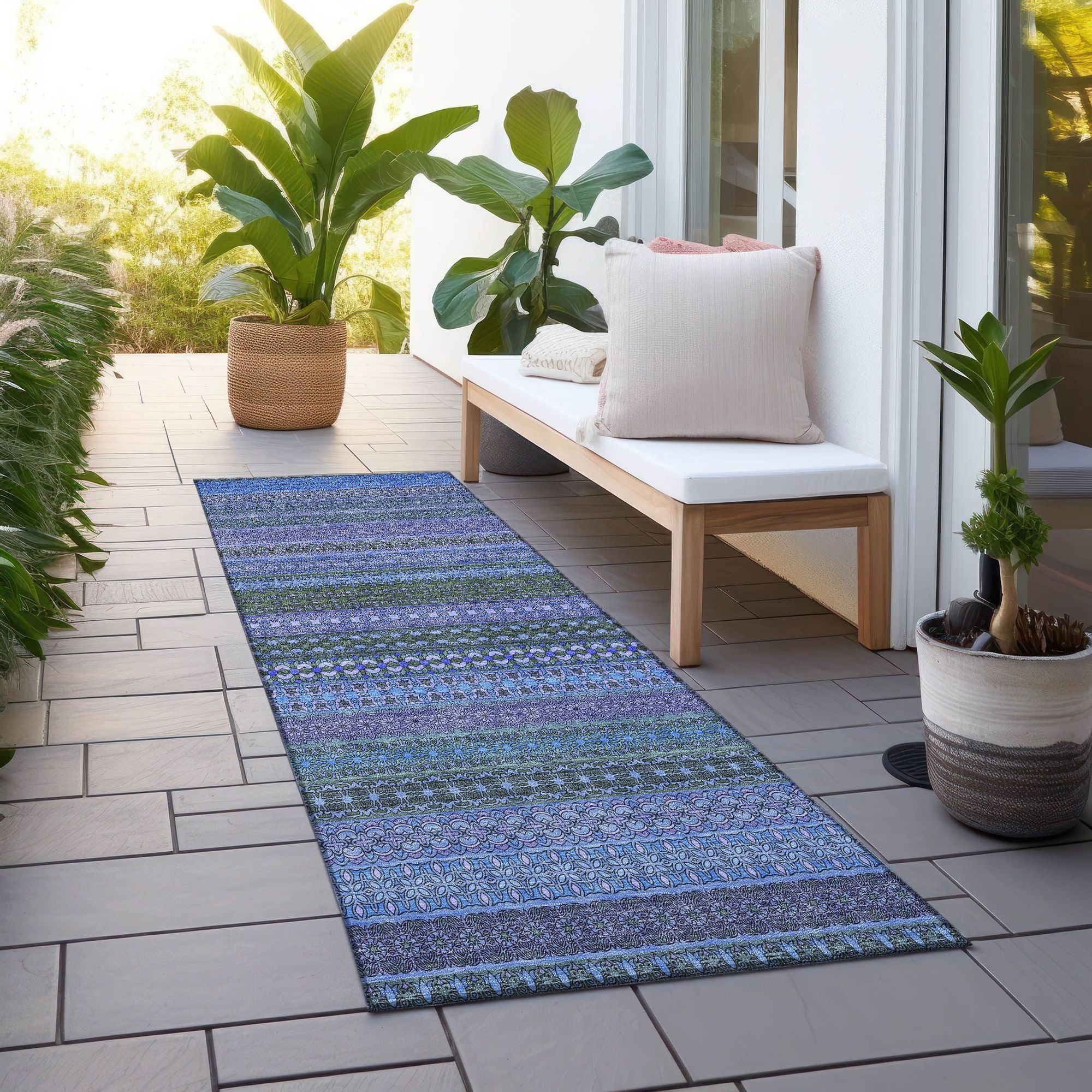 Machine Made ACN527 Blue Rugs