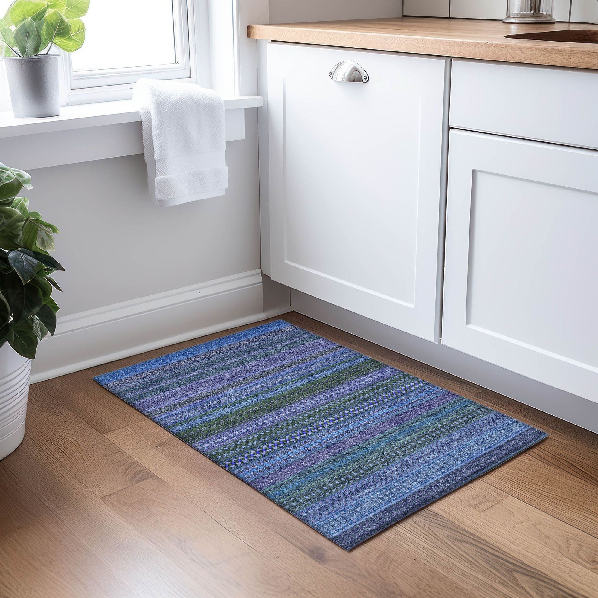 Machine Made ACN527 Blue Rugs