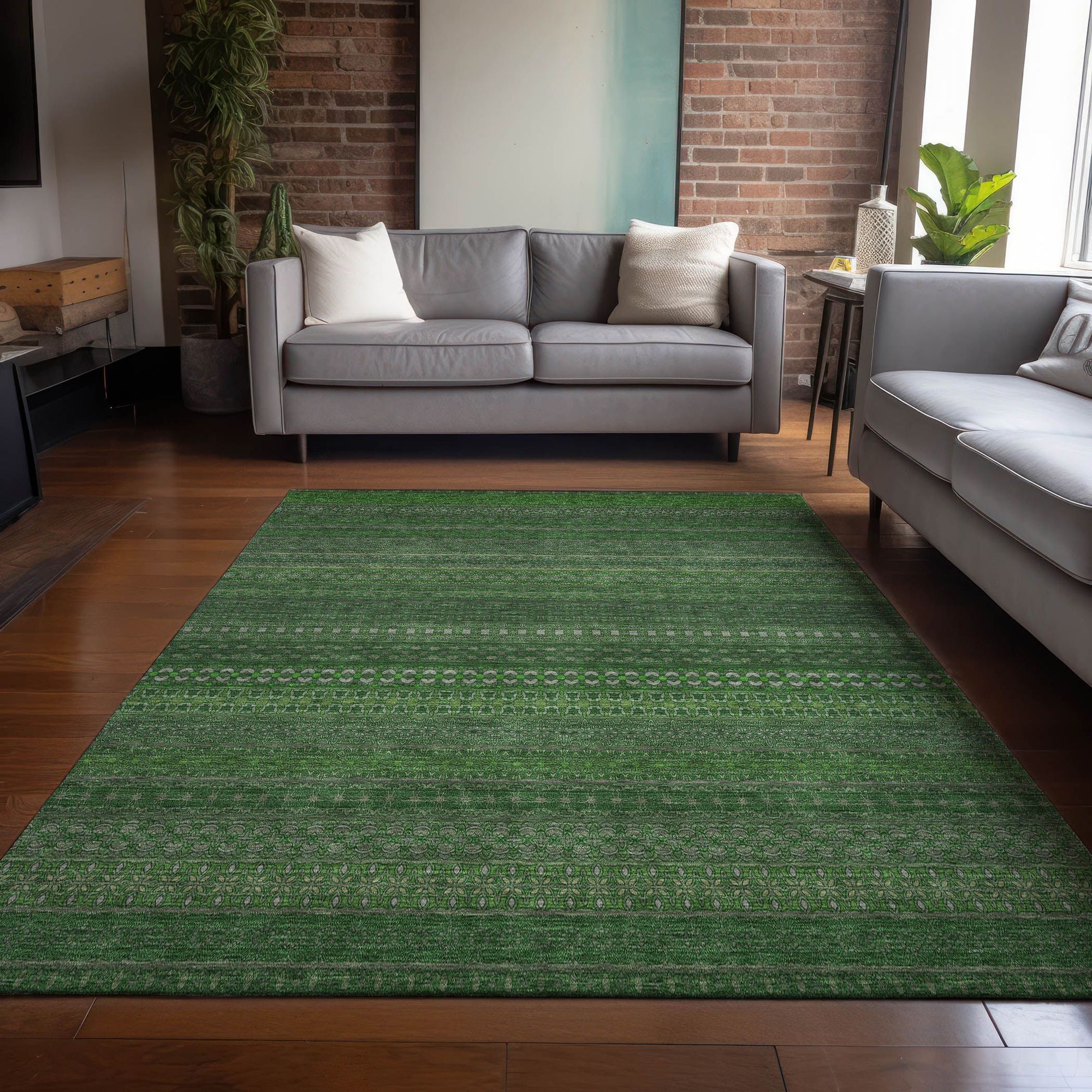 Machine Made ACN527 Fern Green Rugs