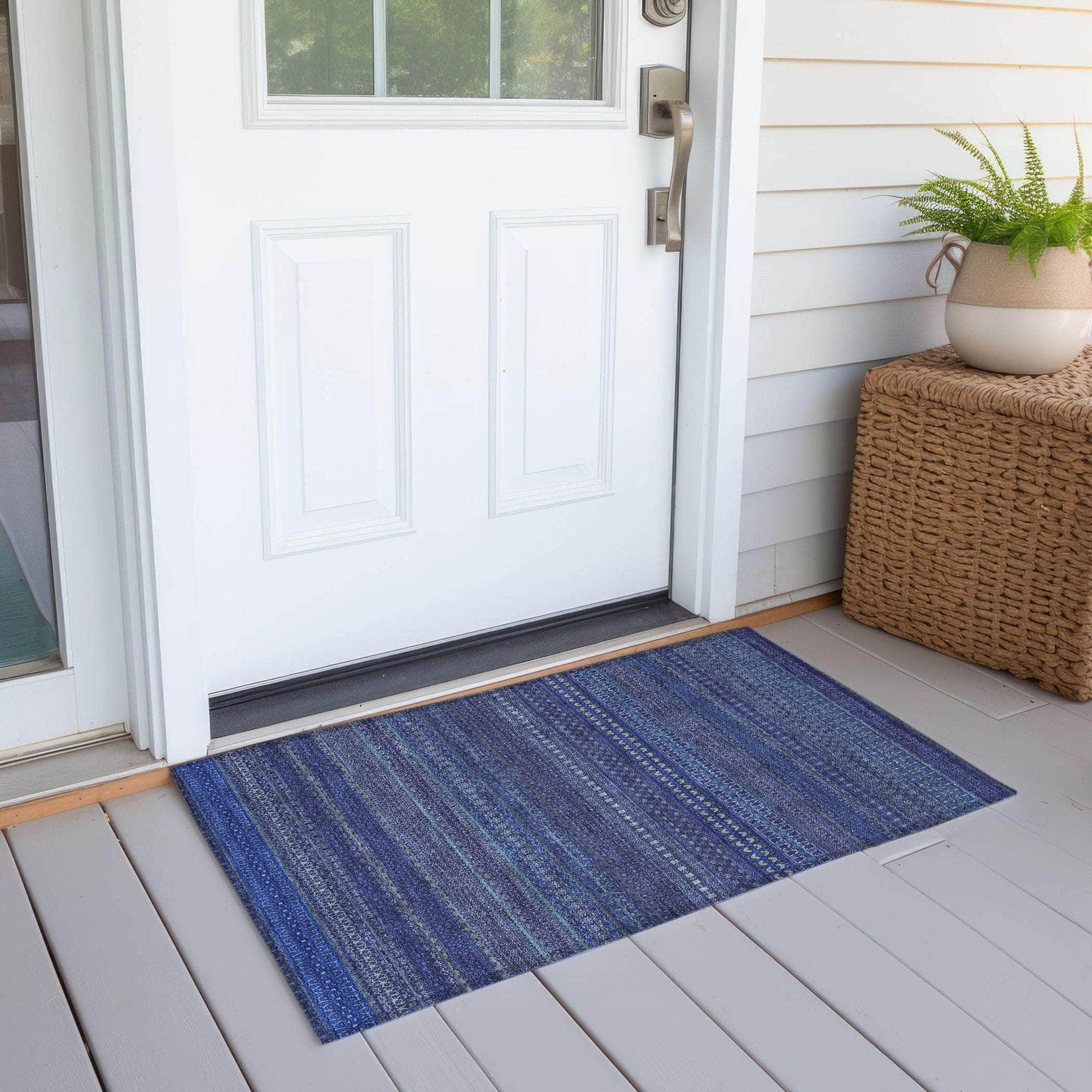 Machine Made ACN527 Navy Blue Rugs