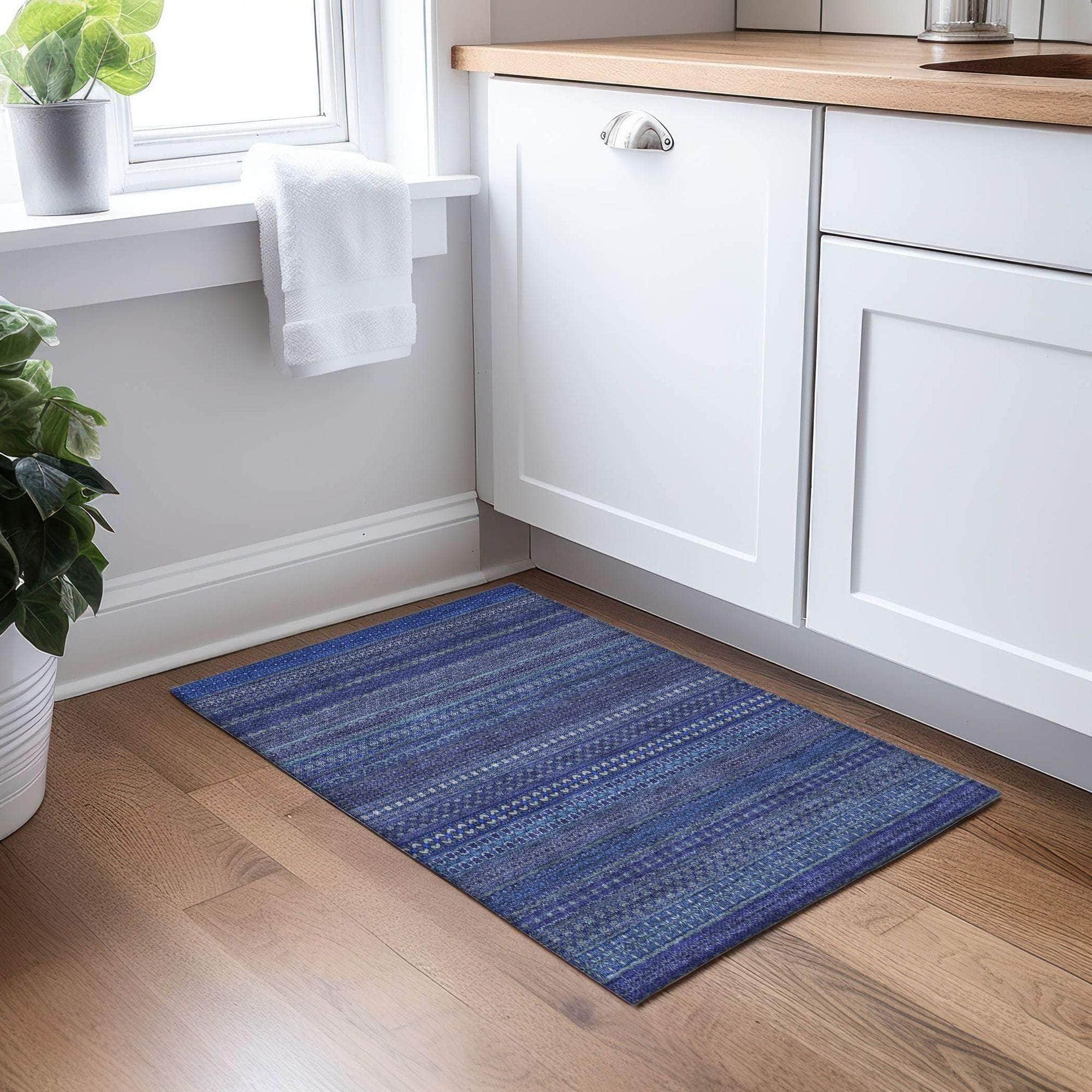 Machine Made ACN527 Navy Blue Rugs