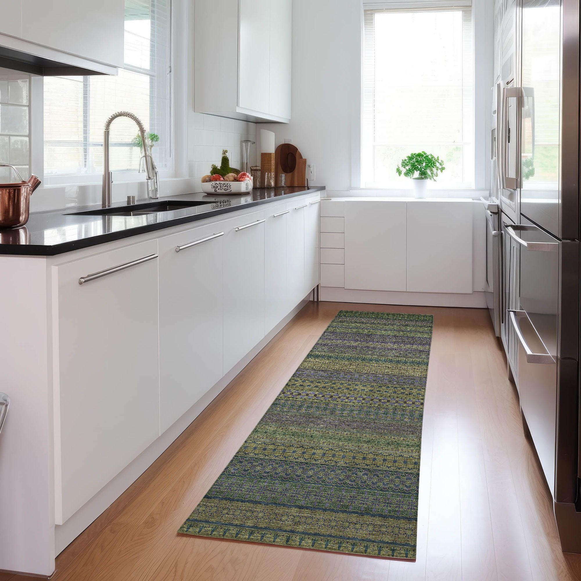 Machine Made ACN527 Olive Green Rugs