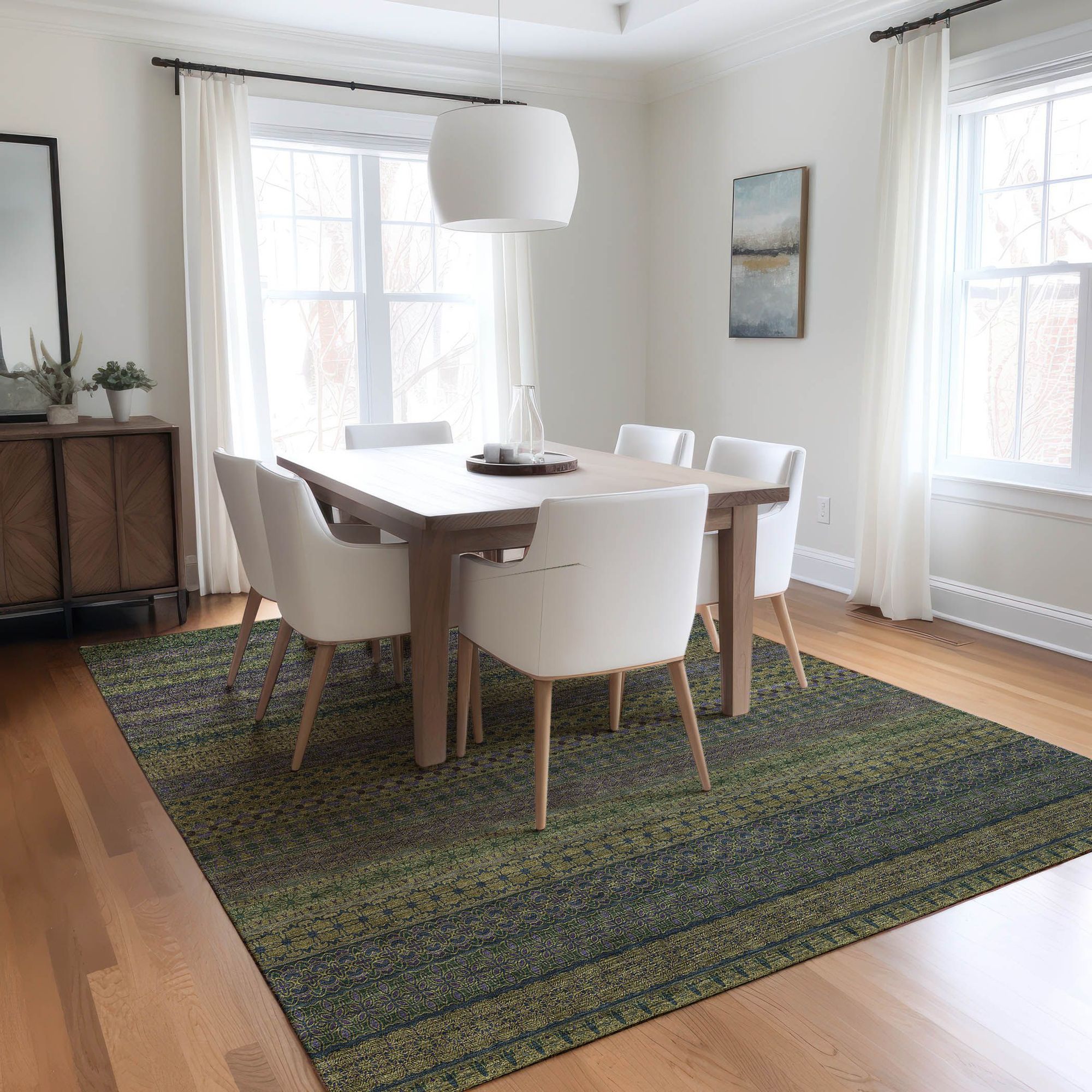 Machine Made ACN527 Olive Green Rugs