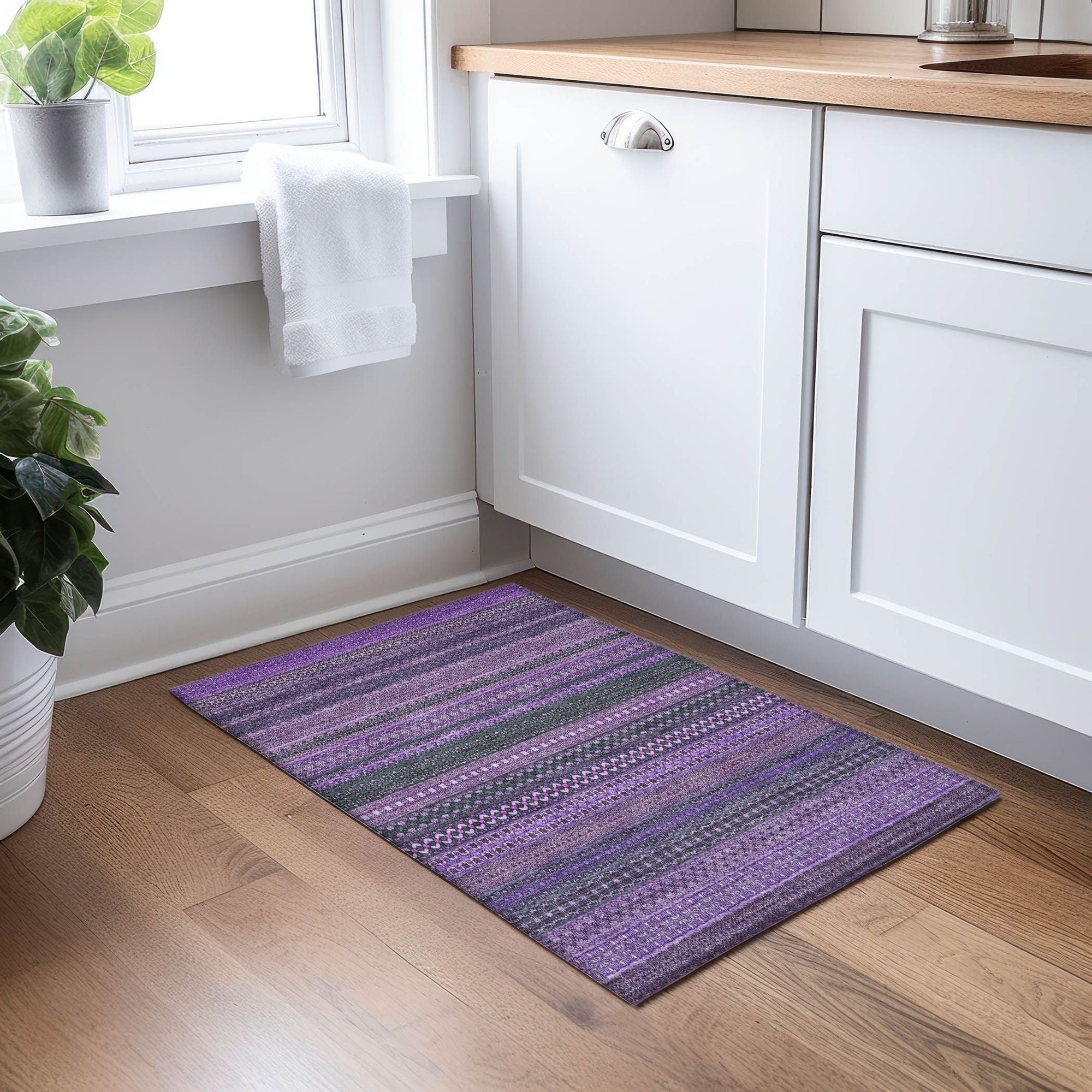 Machine Made ACN527 Purple Rugs