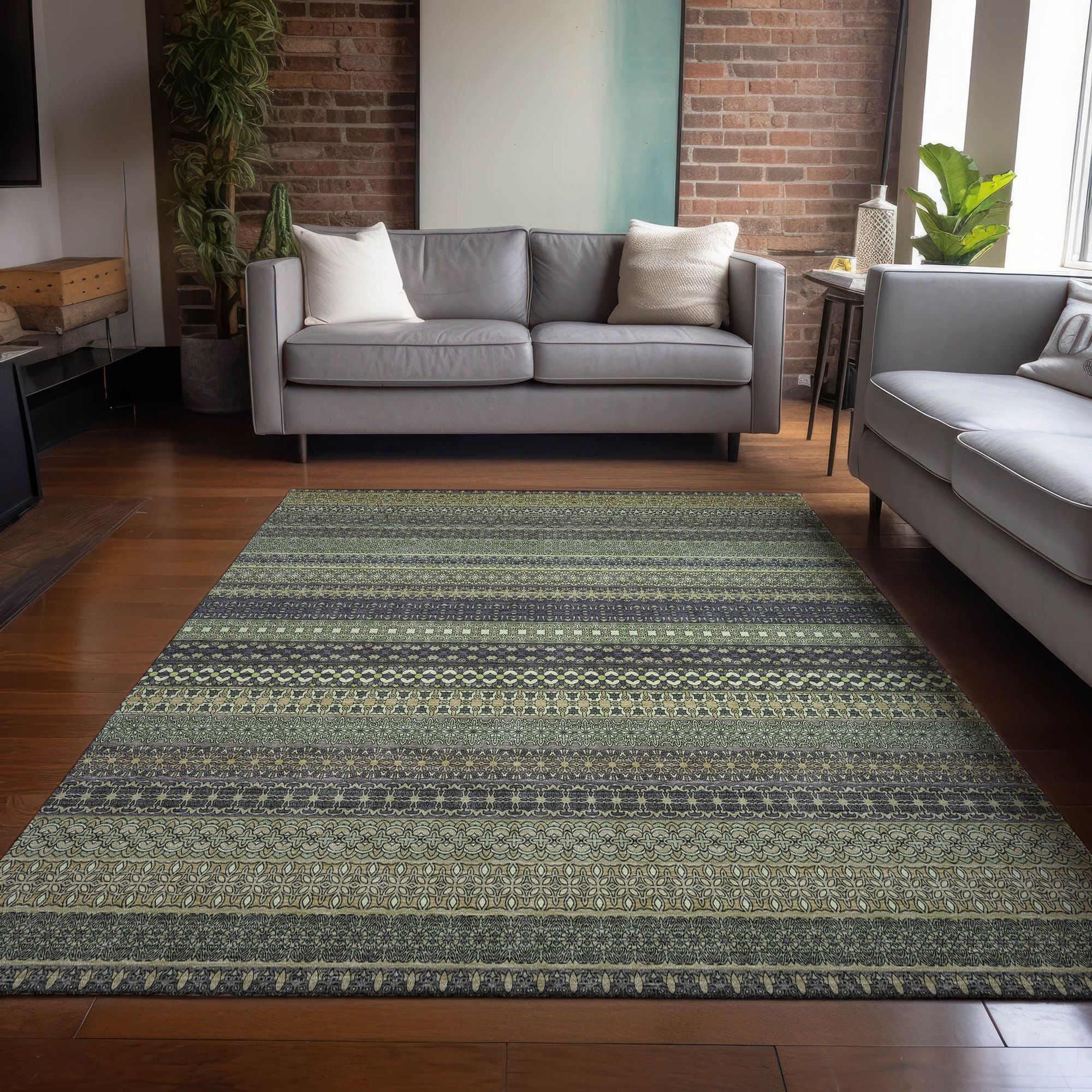 Machine Made ACN527 Sage Green Rugs