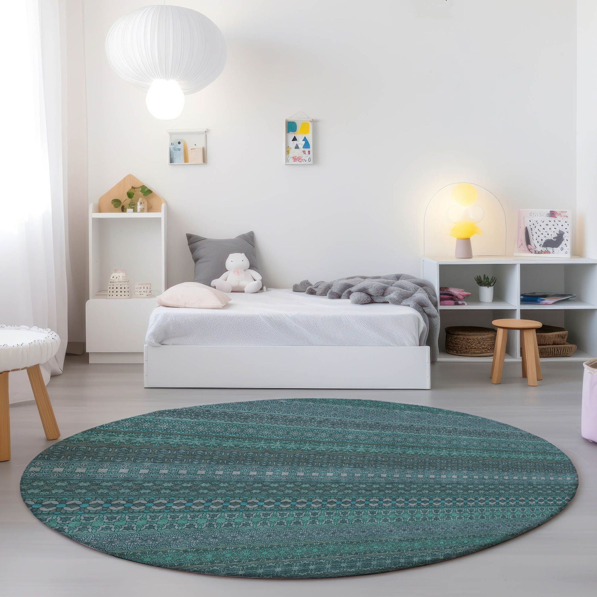 Machine Made ACN527 Turquoise Teal Rugs