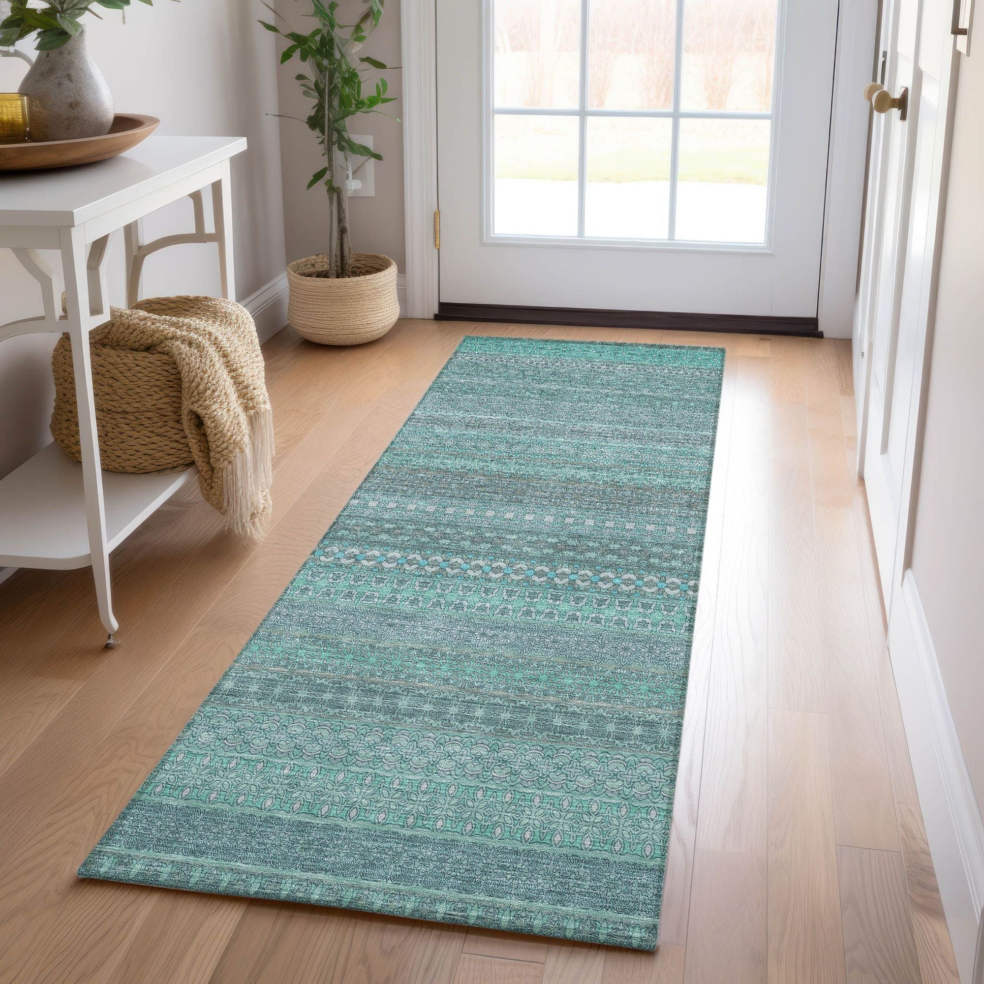 Machine Made ACN527 Turquoise Teal Rugs