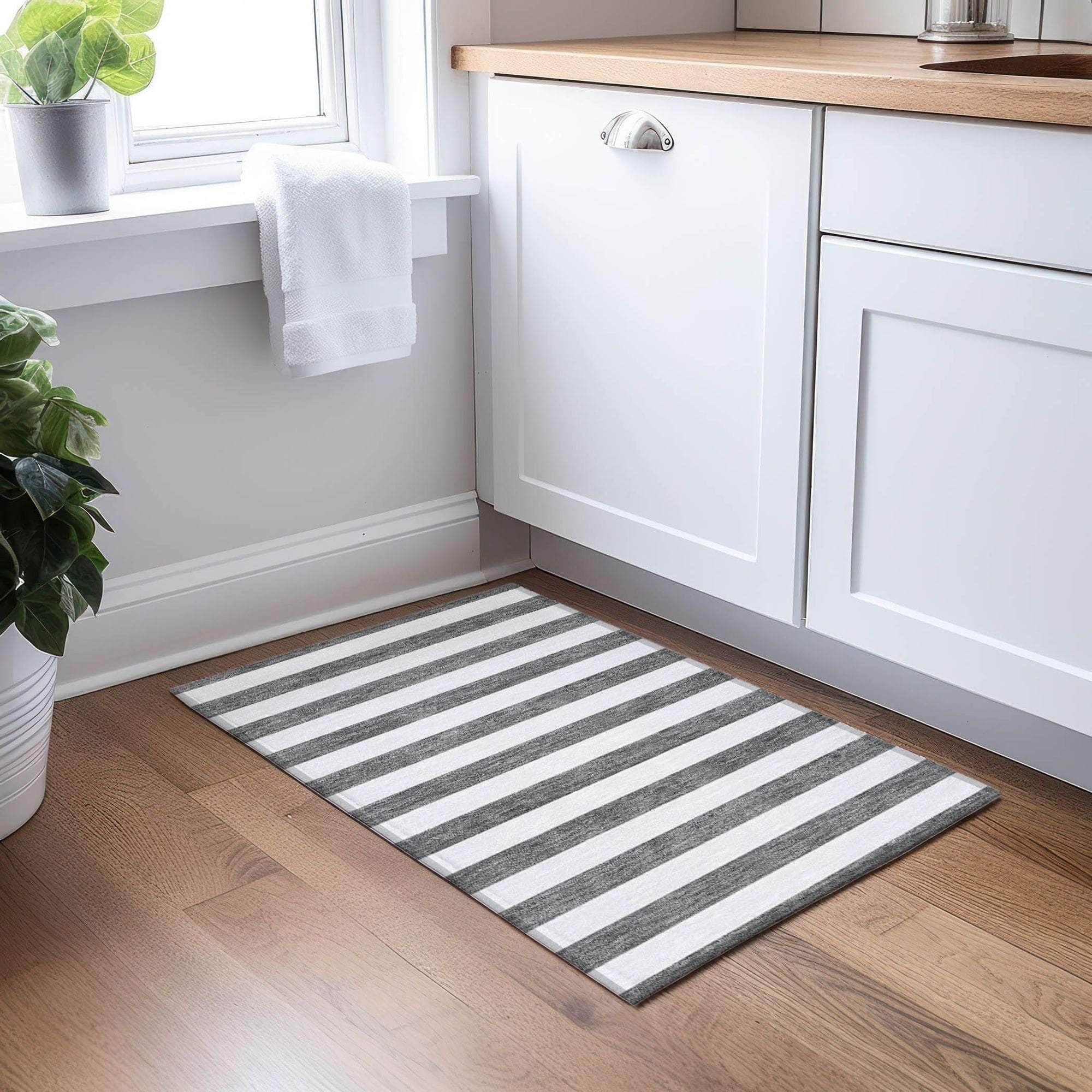 Machine Made ACN528 Charcoal Gray Rugs