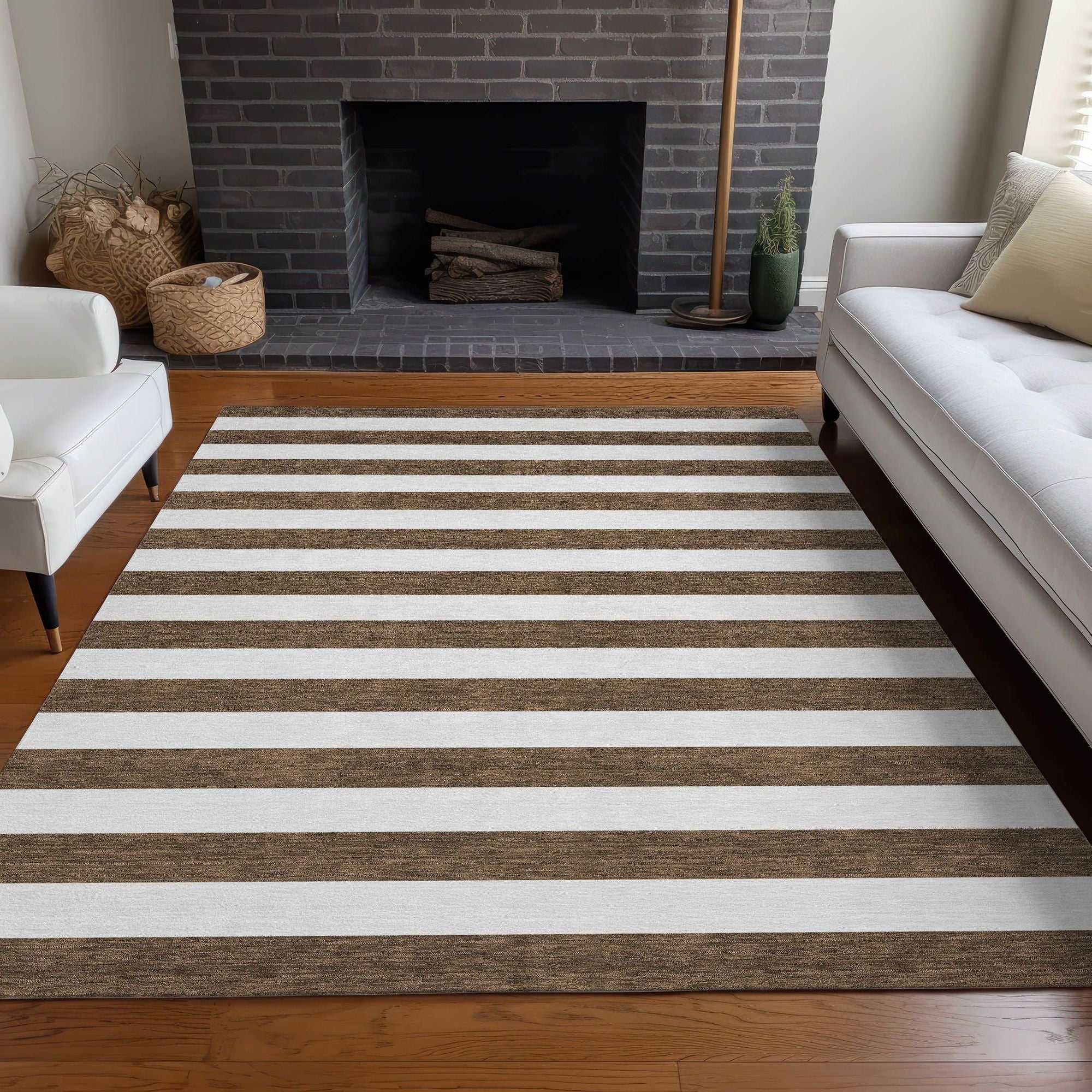 Machine Made ACN528 Chocolate Brown Rugs