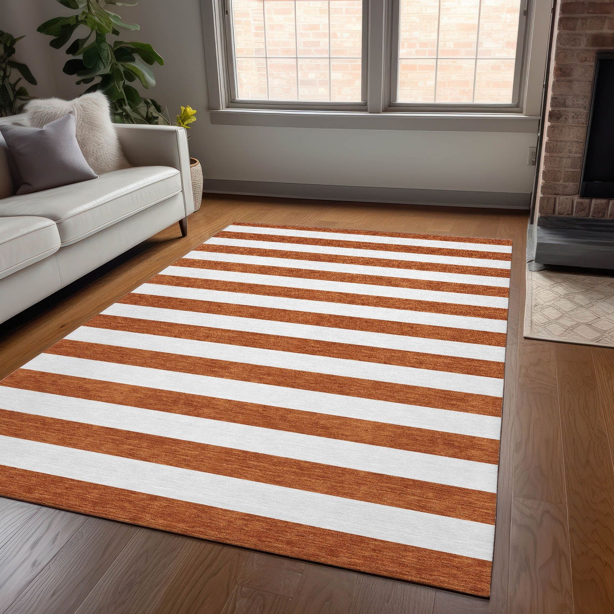 Machine Made ACN528 Paprika Orange Rugs
