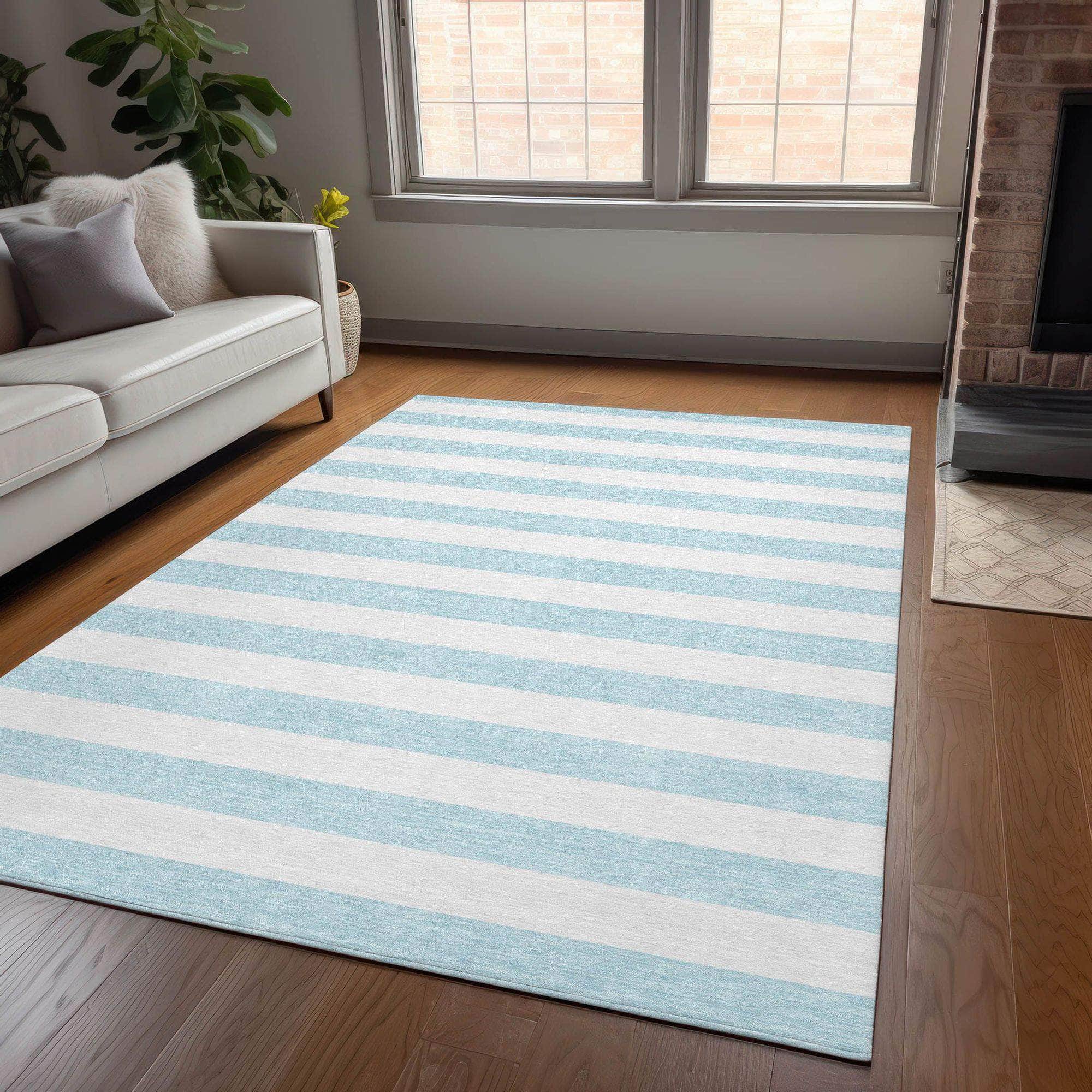 Machine Made ACN528 Sky Blue Rugs