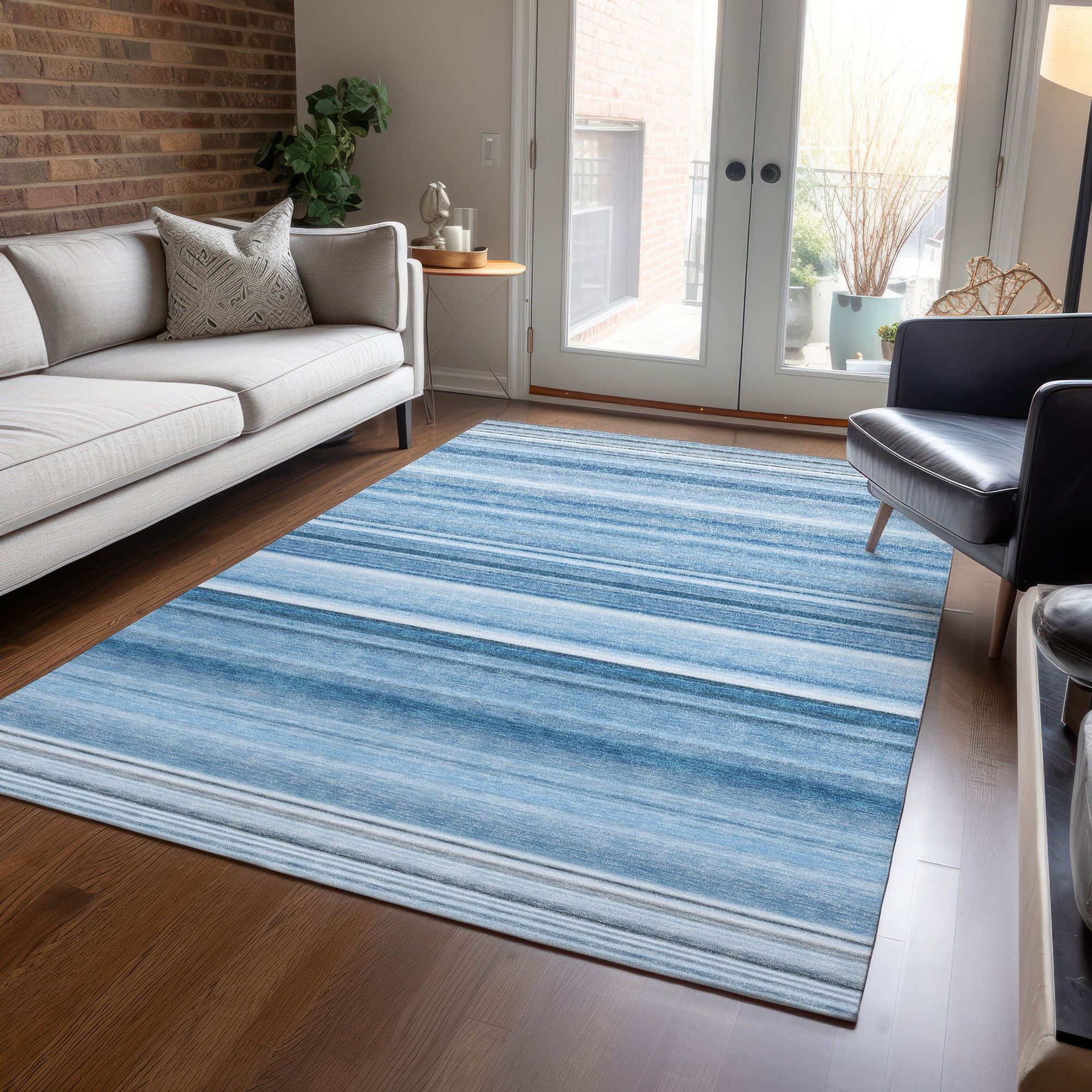 Machine Made ACN529 Blue Rugs