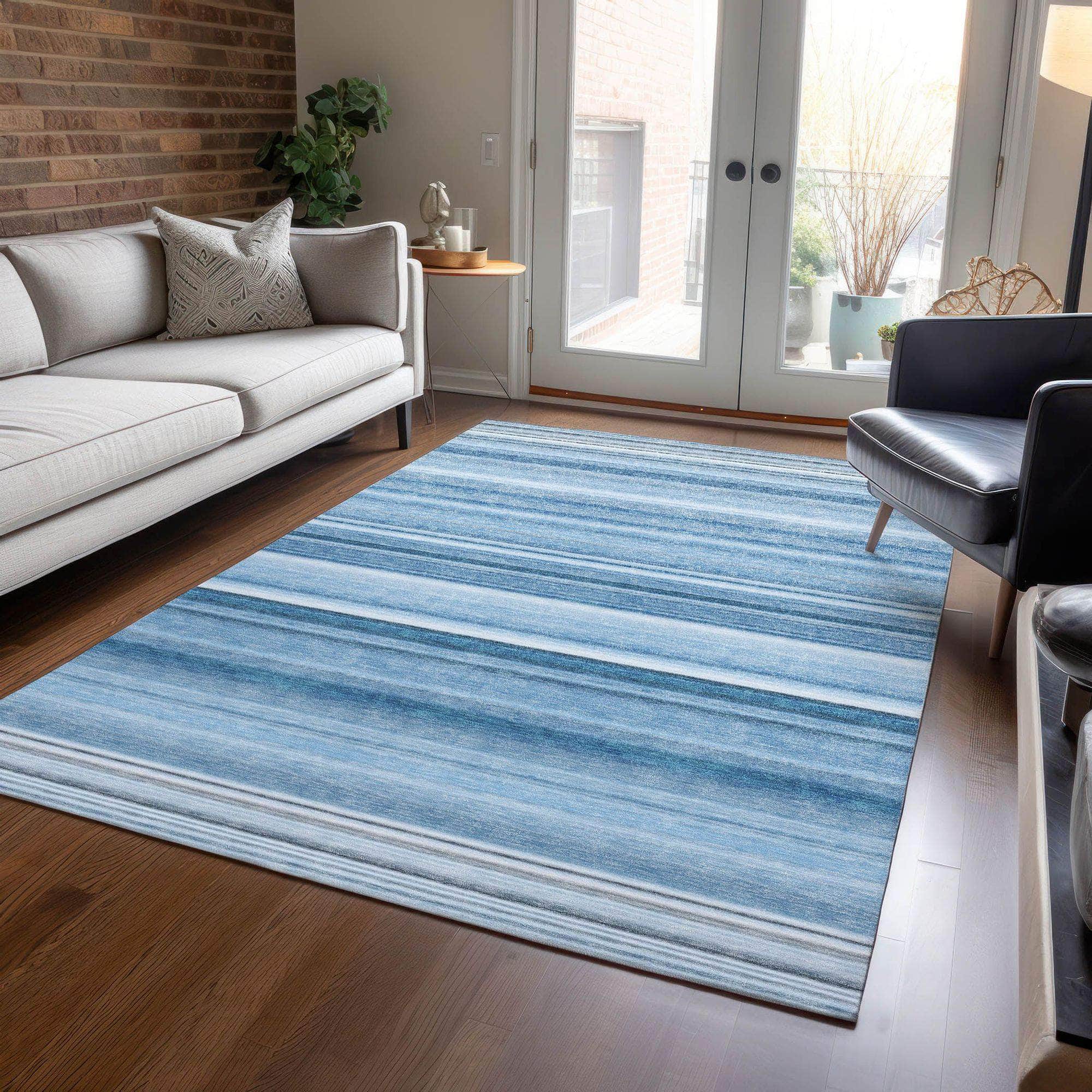 Machine Made ACN529 Blue Rugs