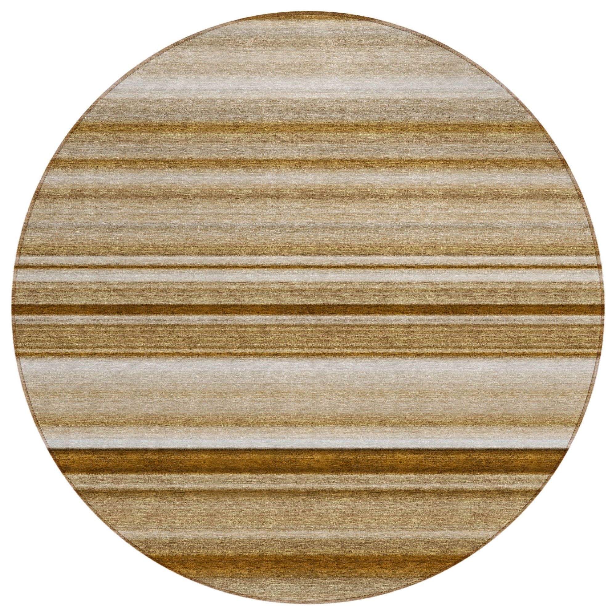 Machine Washable Chocolate Brown Rug - Indoor / Outdoor - Kids / Pet Friendly Stripes Print Rug