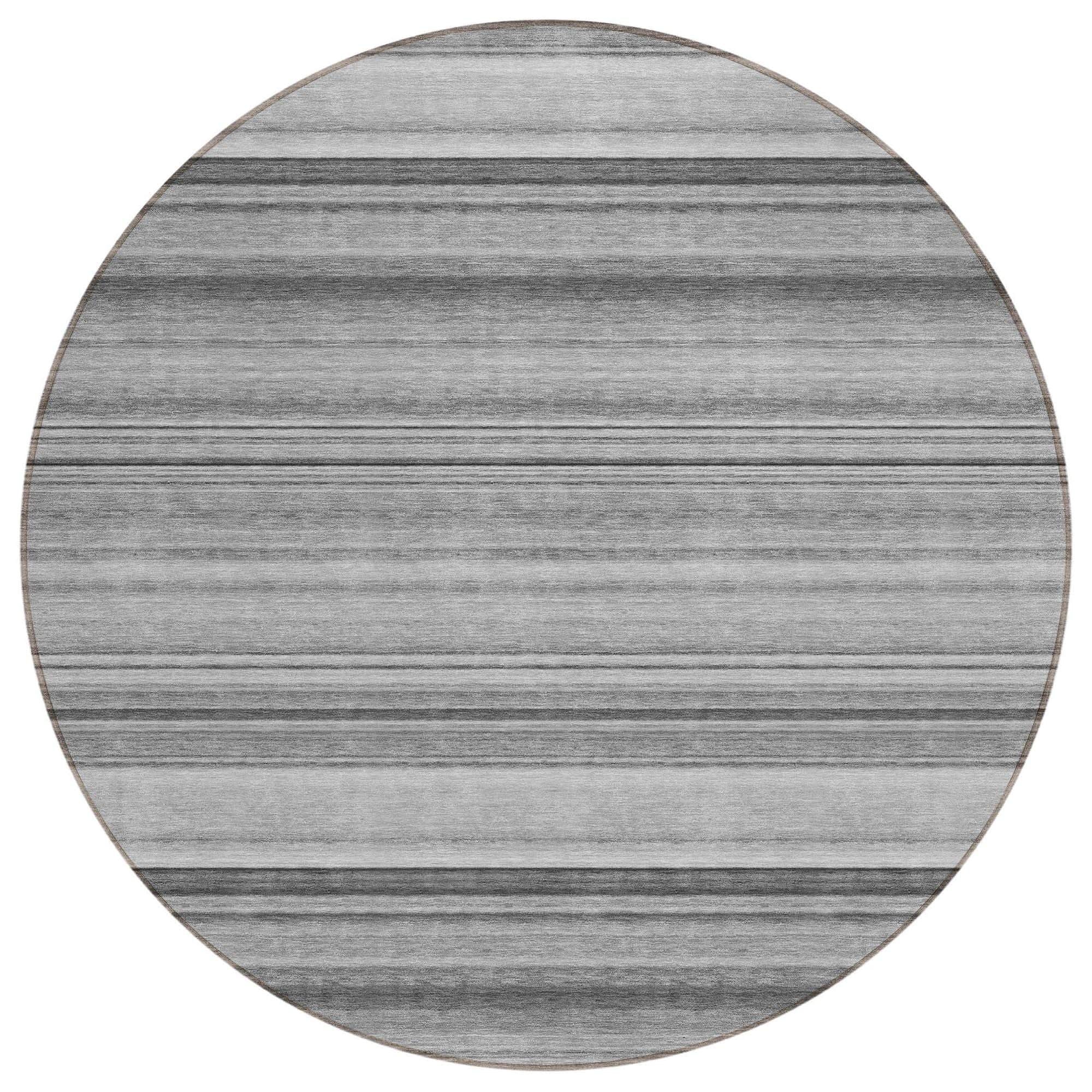 Machine Washable Gray Rug - Indoor / Outdoor - Kids / Pet Friendly Stripes Print Rug