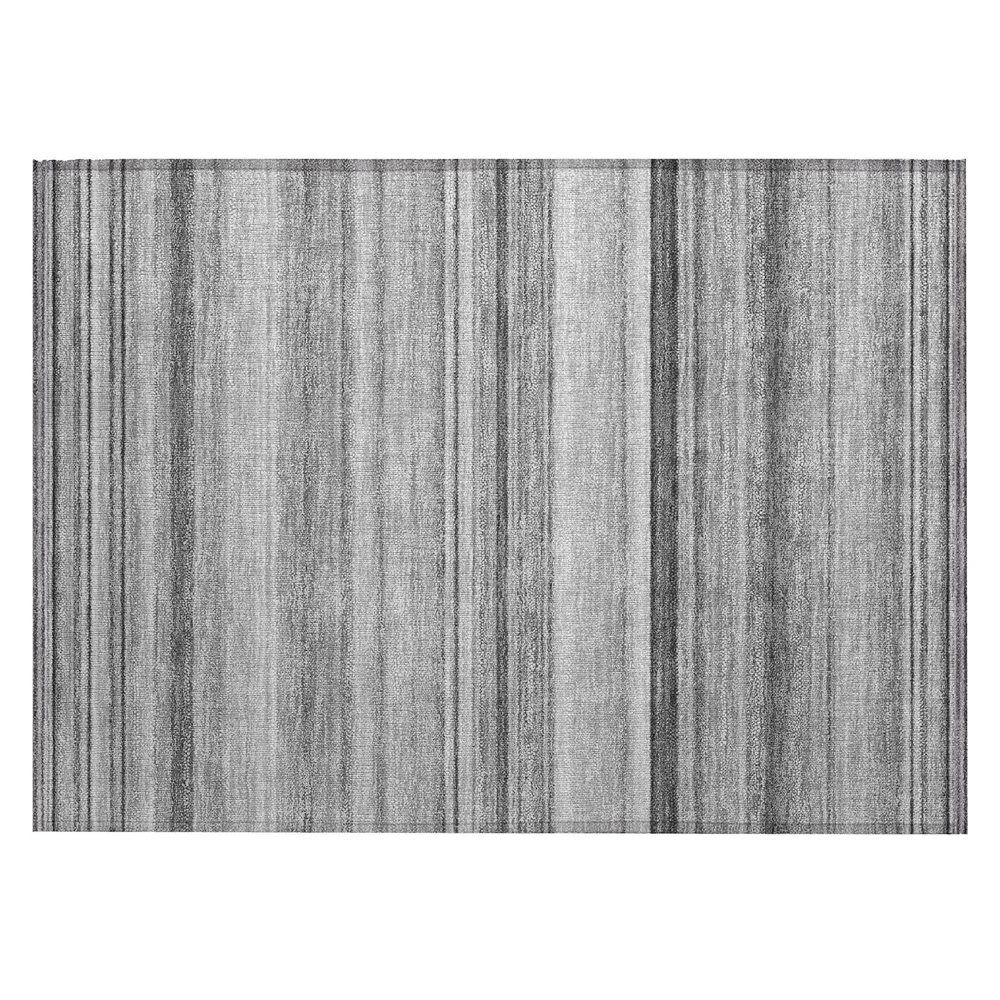 Machine Washable Gray Rug - Indoor / Outdoor - Kids / Pet Friendly Stripes Print Rug