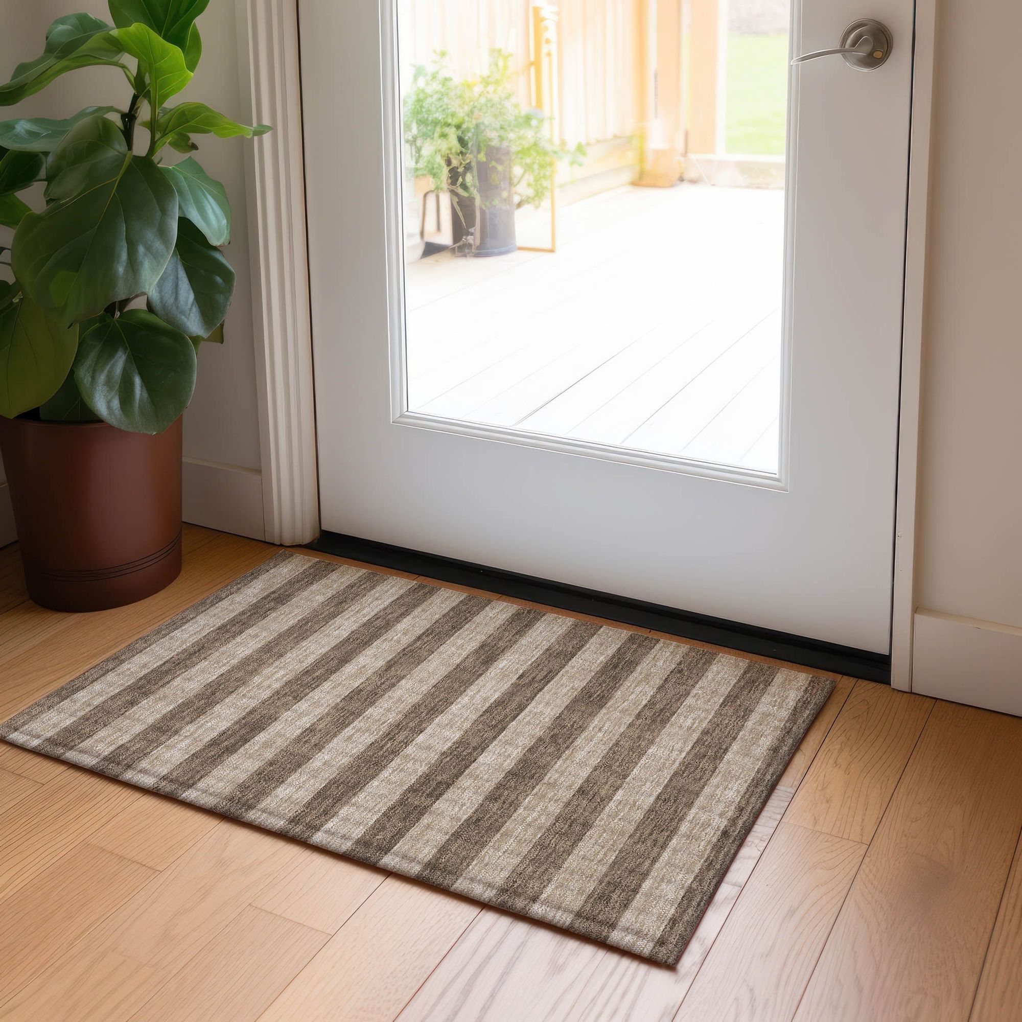 Machine Made ACN530 Coffee Brown Rugs
